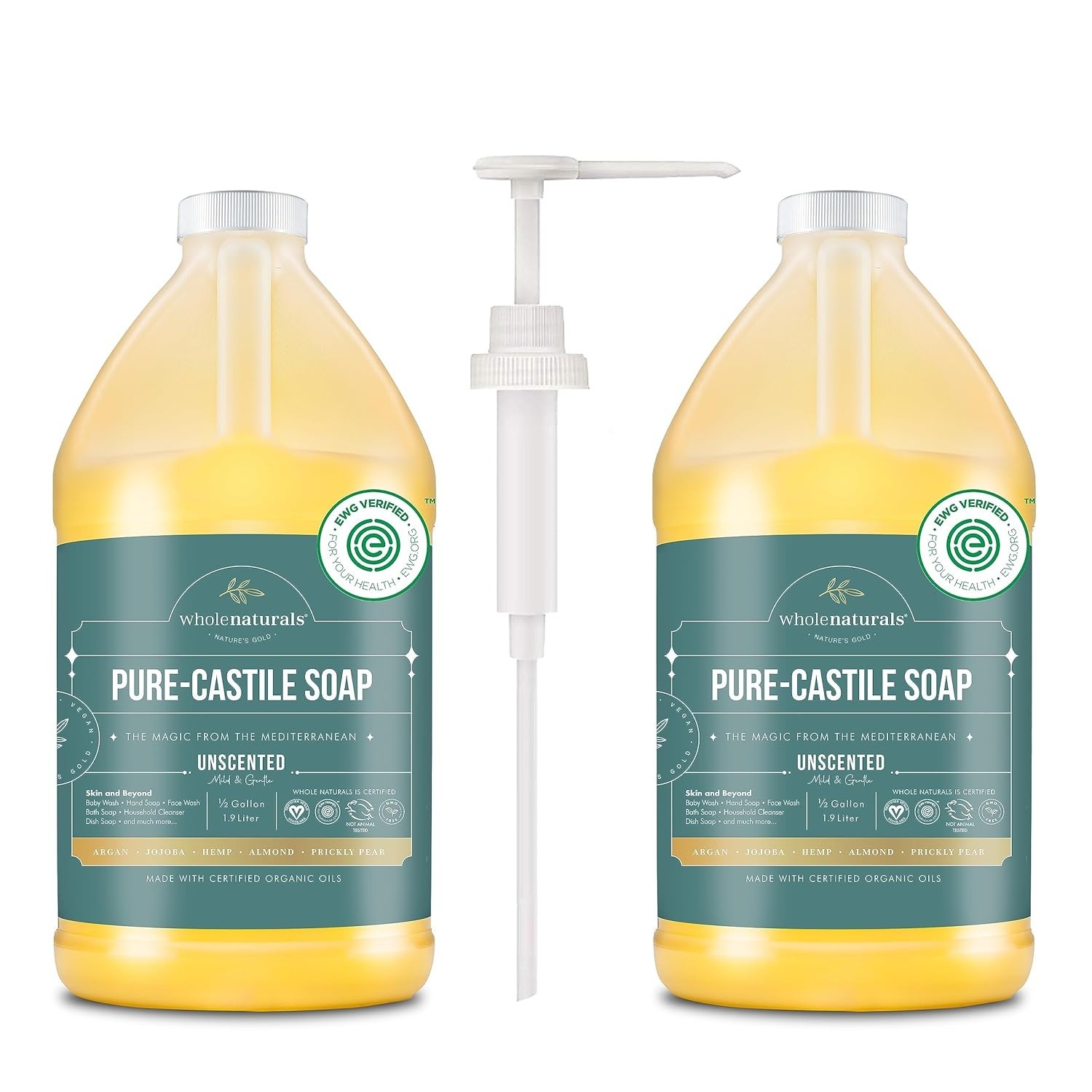 Pure Castile Soap Liquid, EWG Verified & Certified Palm Oil Free Unscented, N…