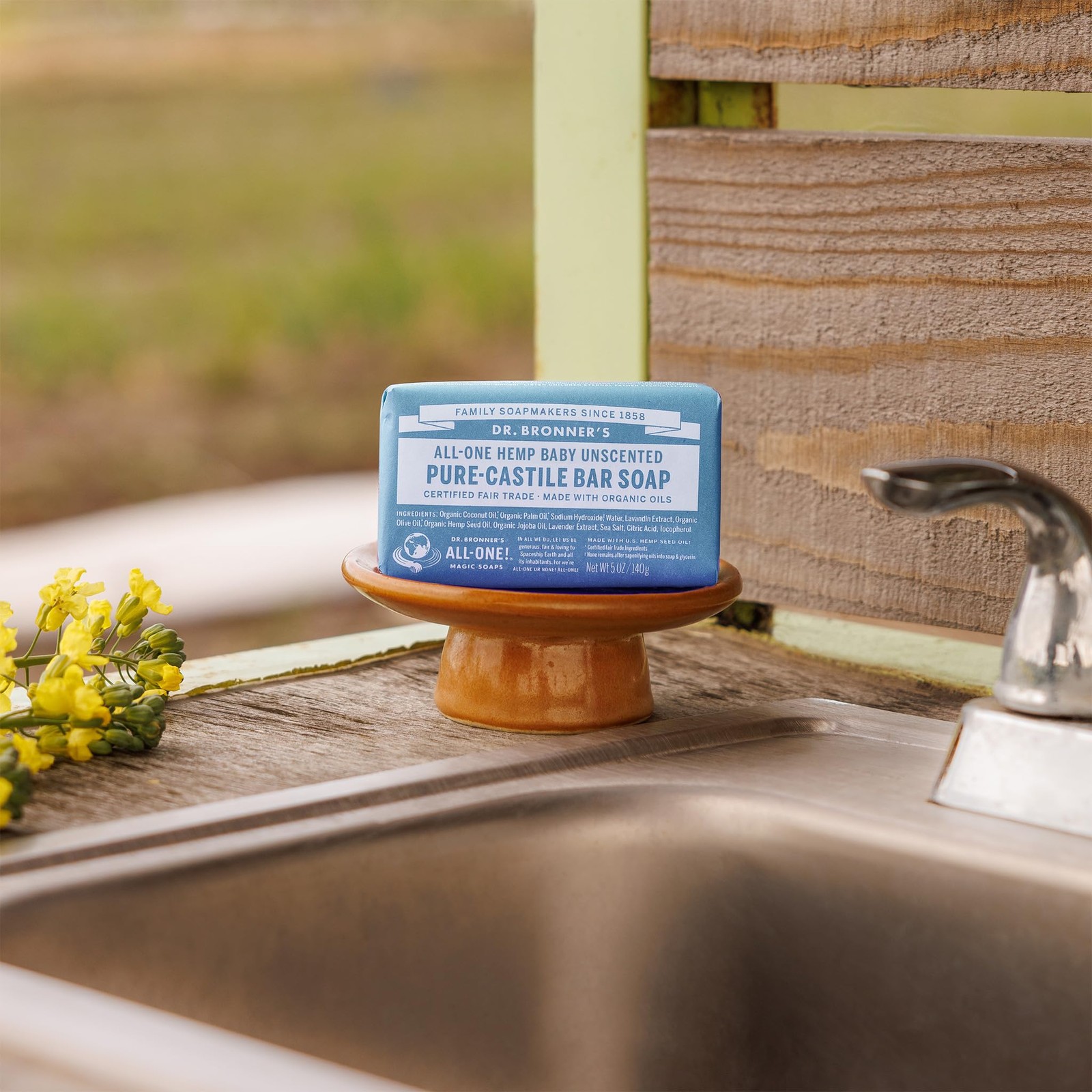 Dr Bronner’s Pure Castile Soap Bar 5oz Pack of 2 Organic Vegan Gentle Cleanser