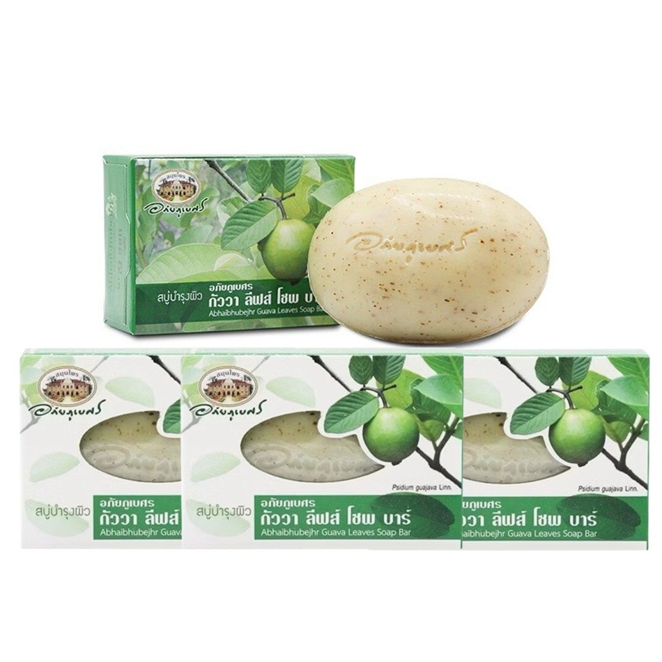 4x100g Soap Abhaibhubejhr Guava Leaves Bar Thai Body Skin Body Bath Care