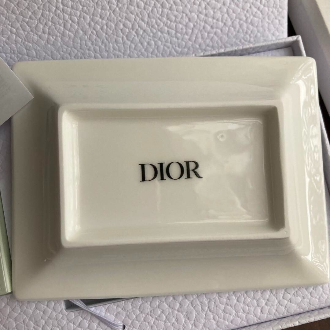Christian Dior Maison Lucky soap set Soap & Soap Dish Tray Flower Ceramics w/Box