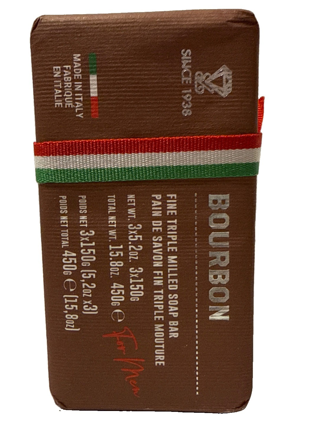 ZENI Bourbon FINE TRIPLE MILLED SOAP BAR (3 BARS )5.3OZ EACH MADE IN ITALY