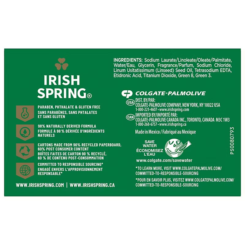 Irish Spring Deodorant Bar Soap, Original Clean 4ounce, 20-count (FREE SHIPPING)