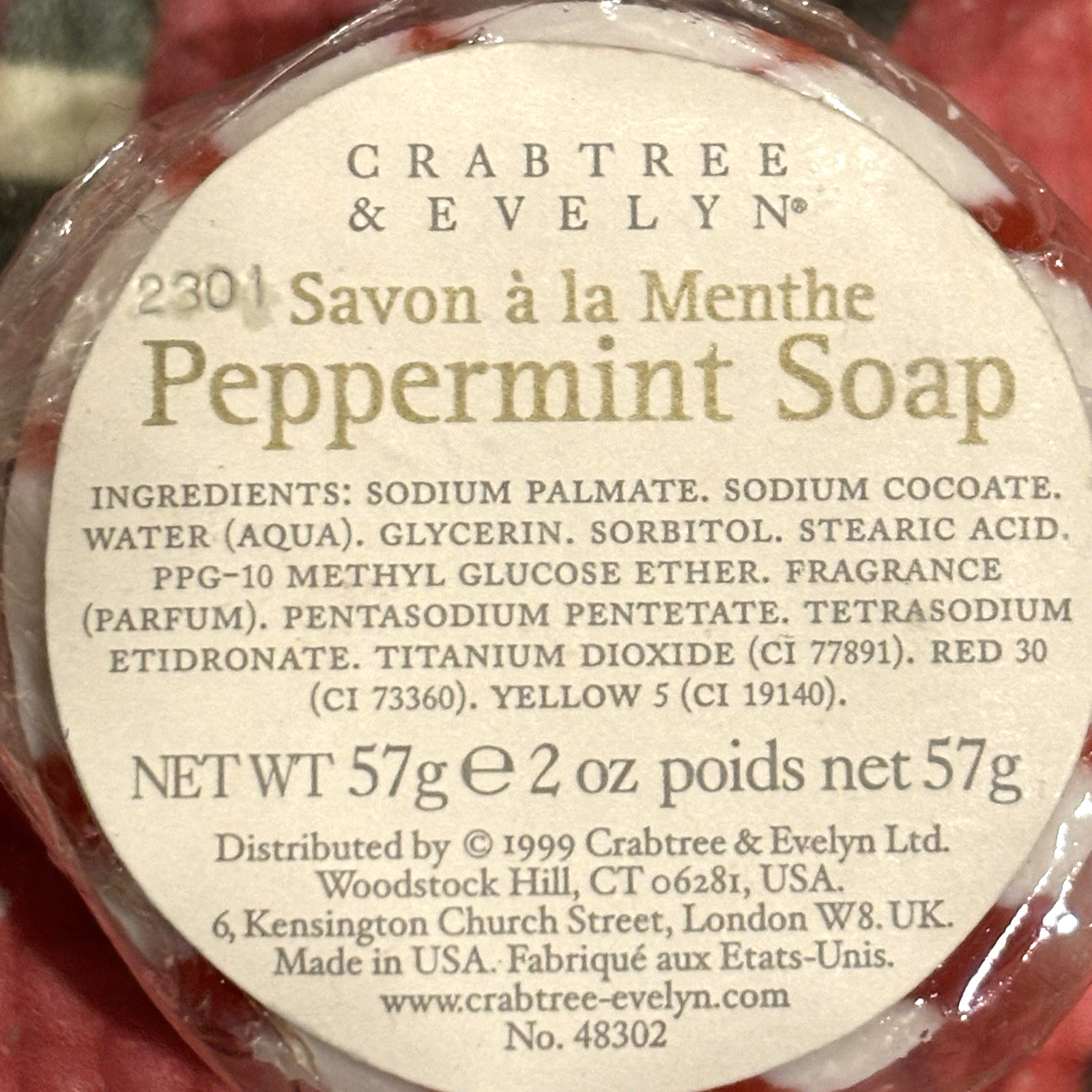 2X Crabtree & Evelyn Starlight Peppermint Soaps 2” Red New 2 oz/57g Vintage 1999