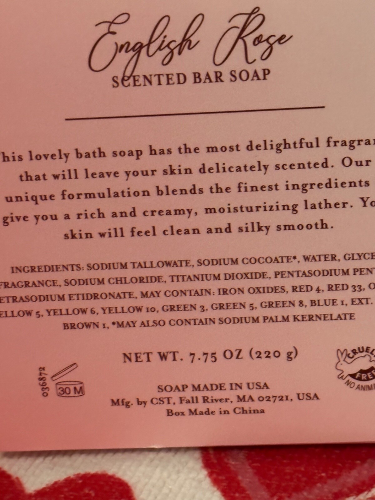 COMMONWEALTH SOAPS& TOILETRIES 🇺🇸’ENGLISH ROSE’ 🌹SCENTED BAR SOAP 7.75 oz