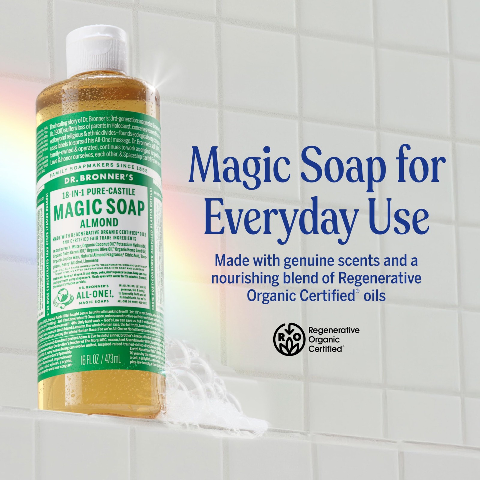 Dr. Bronner’s Pure-Castile Magic Soap Liquid 8 Fl Oz (Pack of 1), Almond