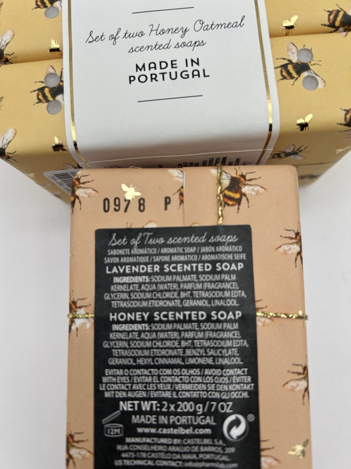 4 Pack Castelbel Bar Soap Honey Oatmeal / Wild Lavender / Pure Honey 7oz Each