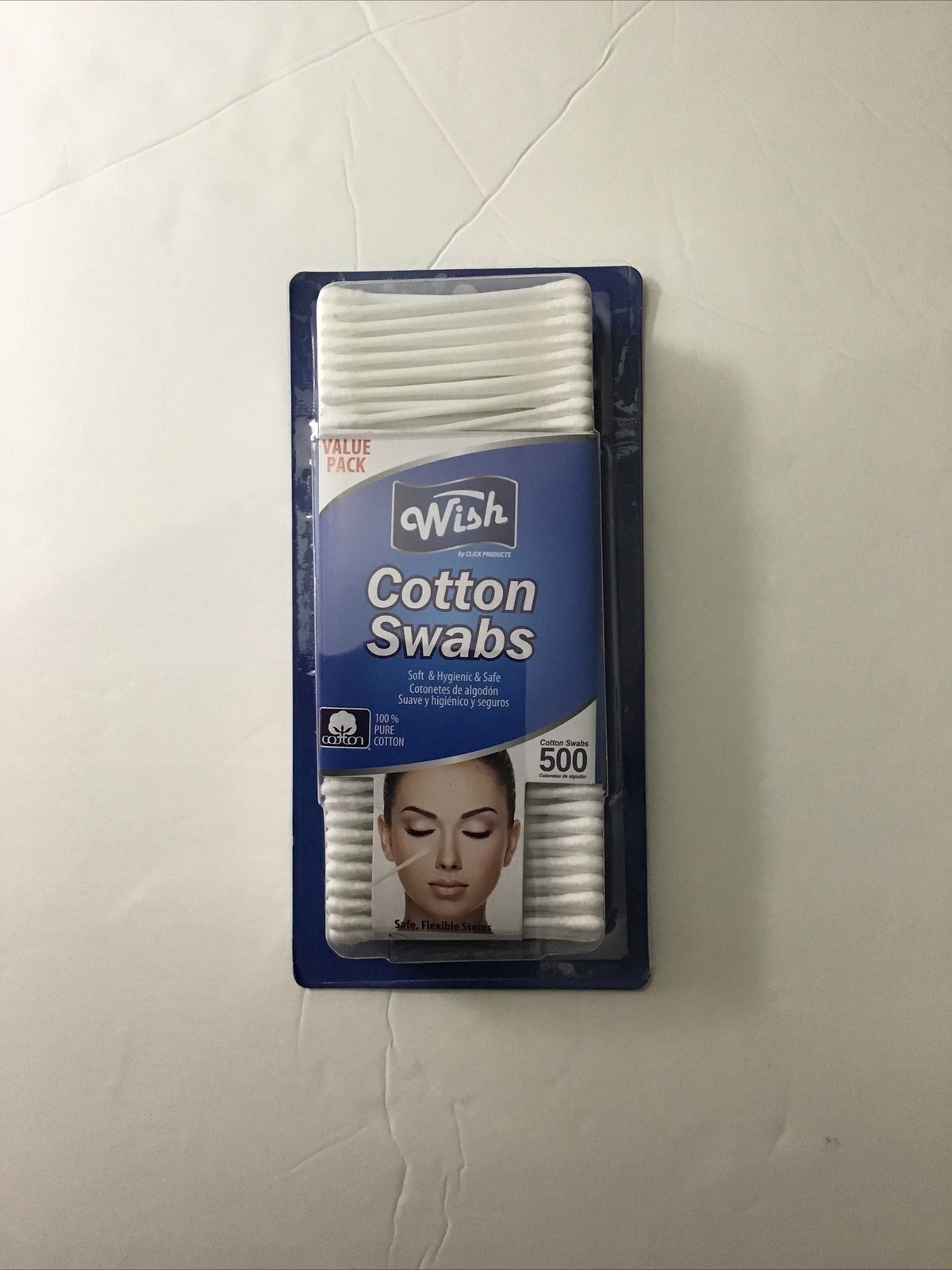 1 PC WISH PLASTIC STEM 100% COTTON SWABS 500 COUNT VALUE PACK BUY 1 GET 1 FREE