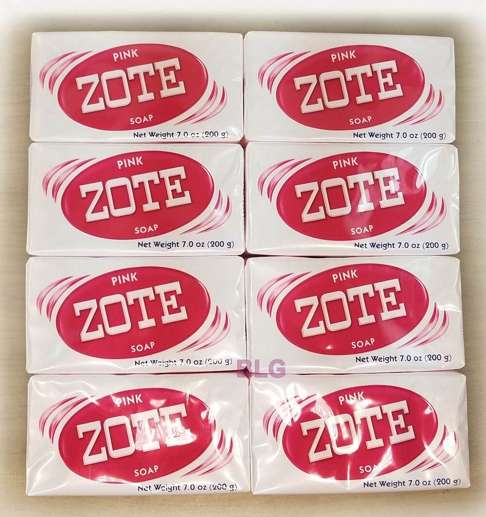Zote Pink Laundry Soap Washing Clothes 7oz Bars Detergent Kitchen Jabon (8 Pack)
