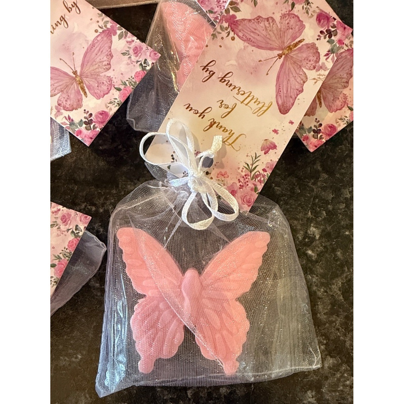 8 Pink Butterfly Thank You Soap Favor Set Baby Shower Bridal Shower
