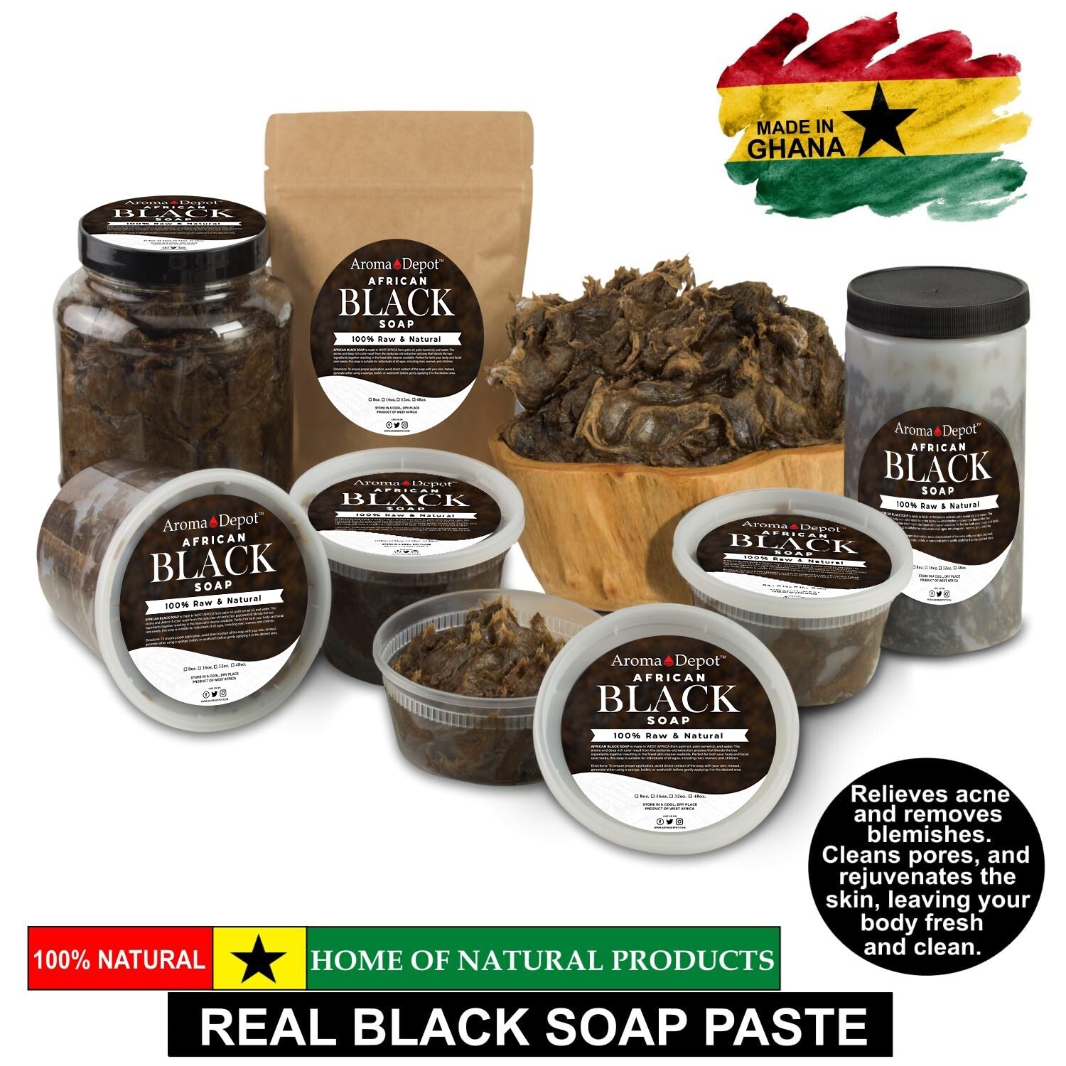 Raw African Black Soap Paste 2 lb. Natural 100% Pure Unrefined Face Body Hair