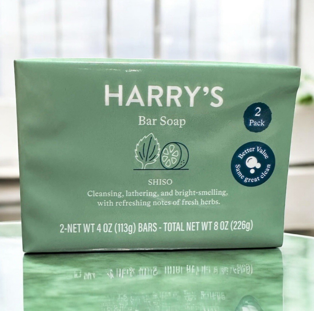 Harry’s Bar Soap Shiso 2 Pack 4oz Each Herbal Fresh Scent Sustainable Palm