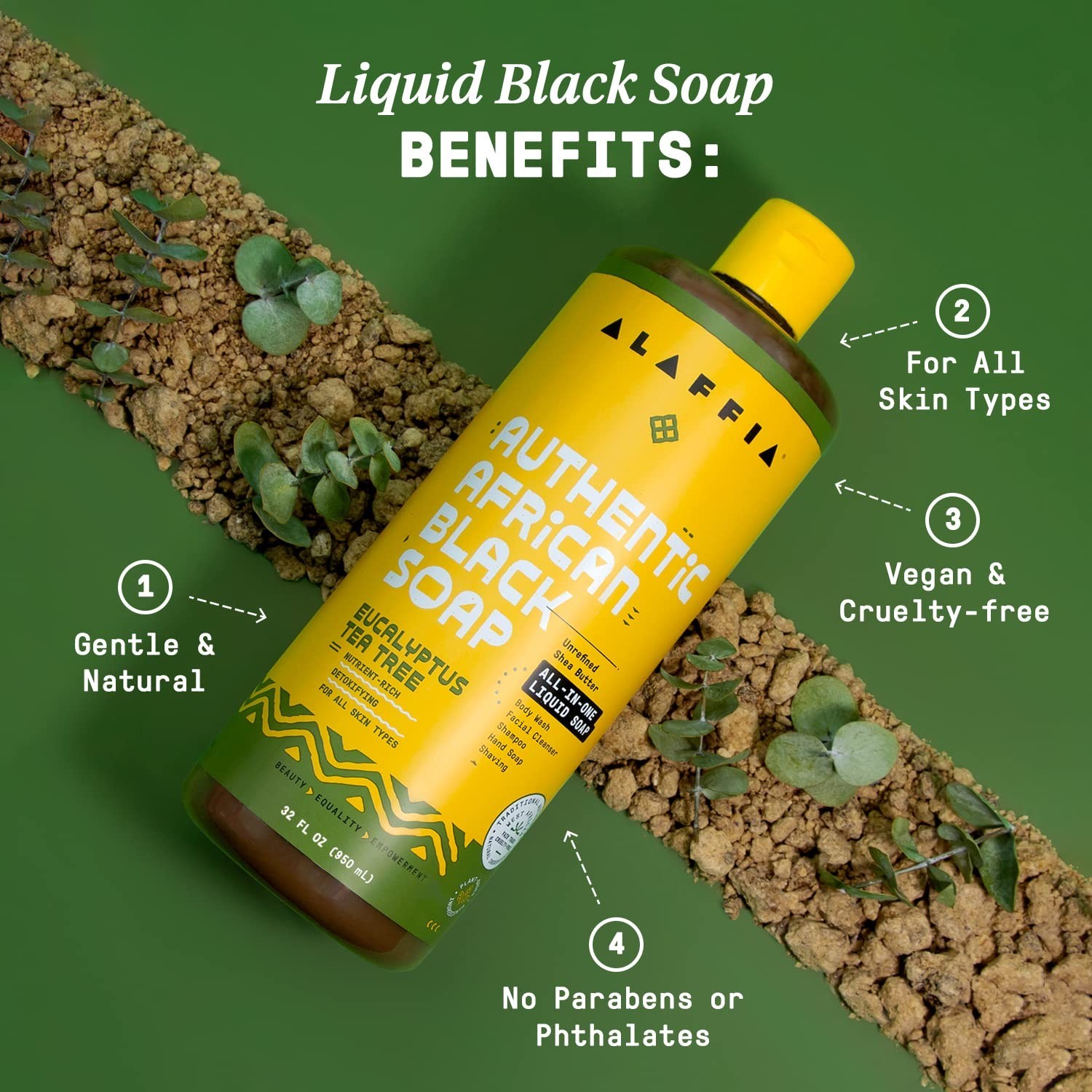 All-in-One African Black Soap, Eucalyptus Tea Tree