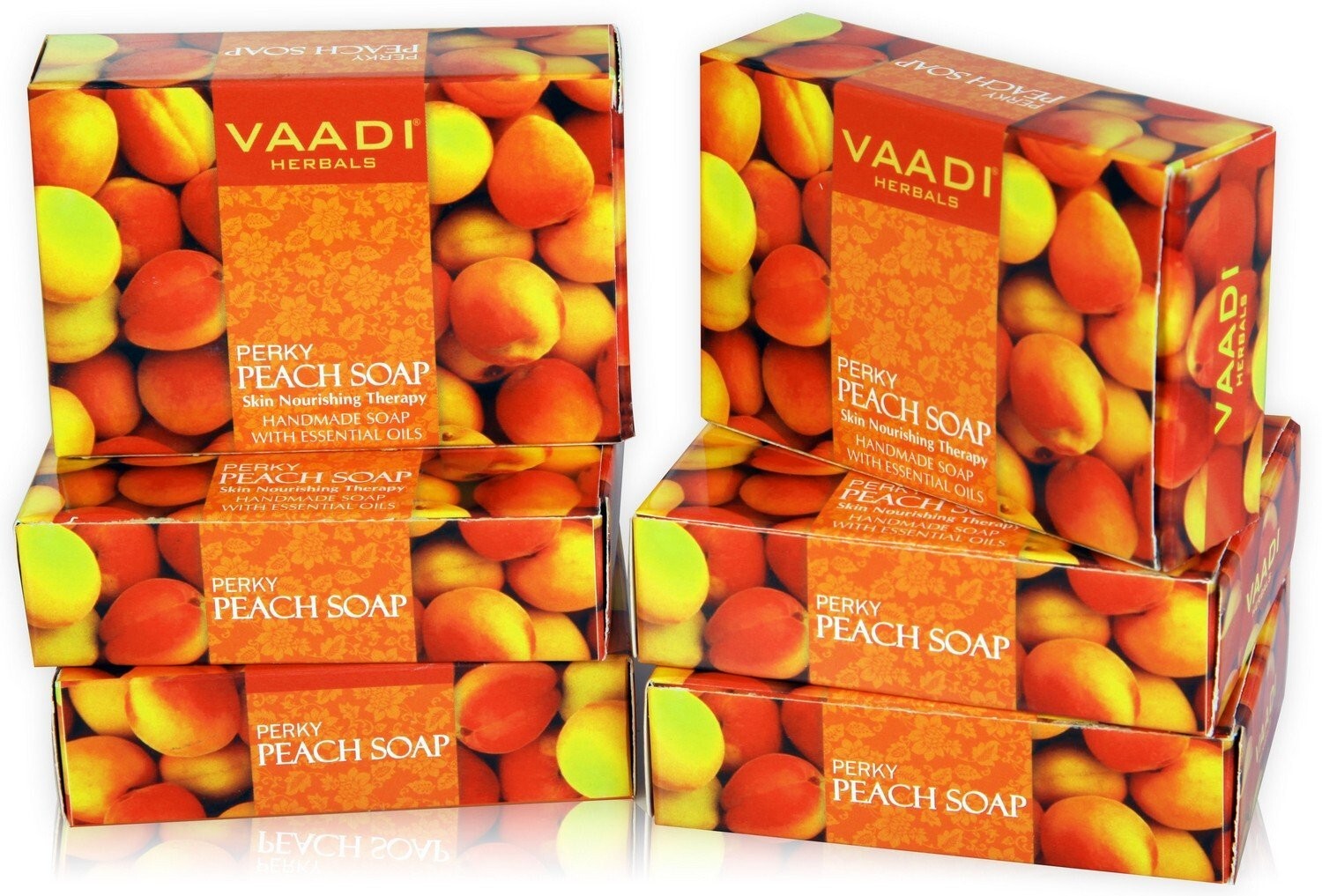 Vaadi Herbals Perky Peach Soap with Almond Oil (75gm x 6)