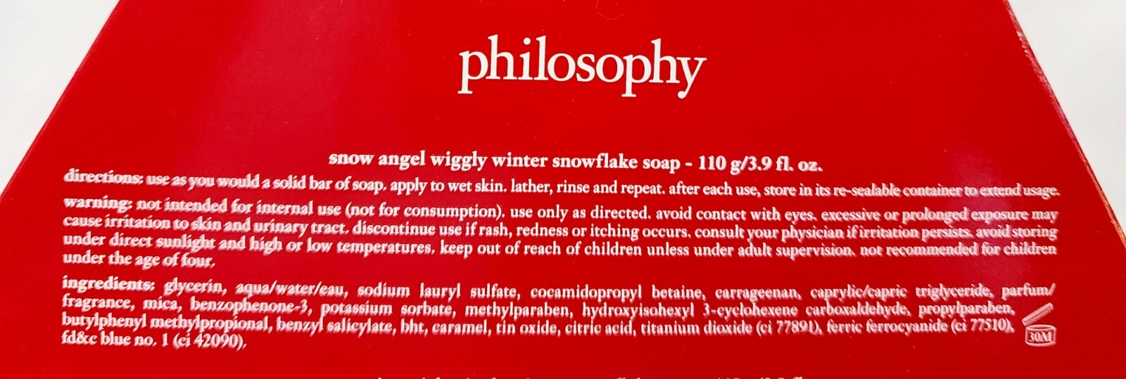Philosophy SNOW ANGEL Wiggly Snowflake Soap Bar Wiggle Winter 3.9 oz/110g New