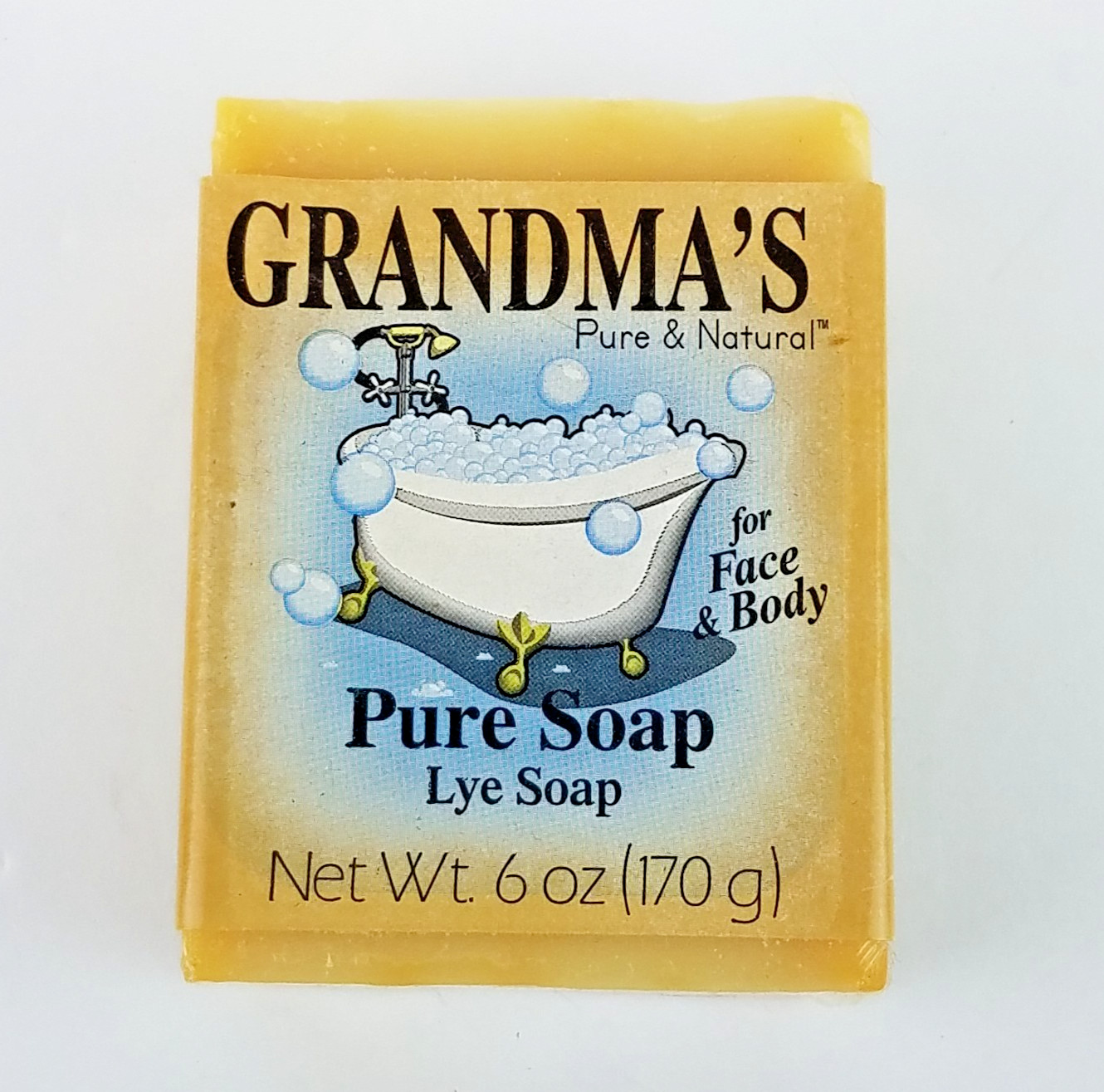 Grandma’s Pure & Natural Lye Soap Bar for Face & Body 6oz for Itchy Dry Skin