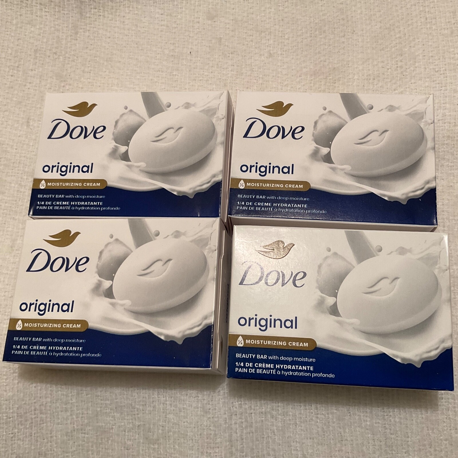 Dove Beauty Bar Soap Original Made w/ 1/4 Moisturizing Cream 3.75 oz 4 Bars NEW