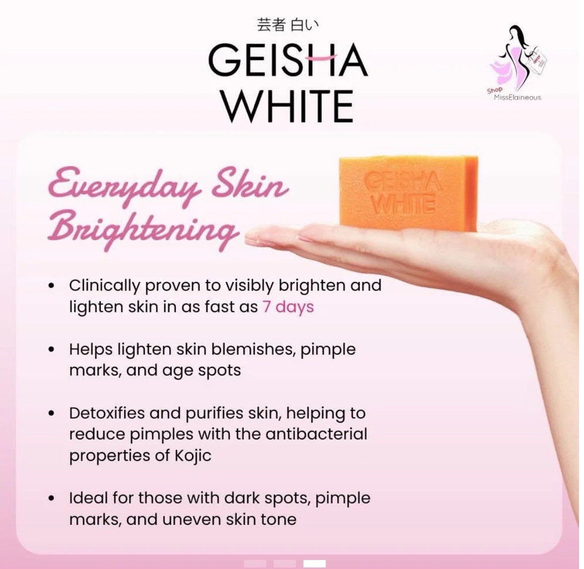 Geisha White INTENSE – Scar & Blemish Kojic Bar Soap – 3 X 65g (1 Box)