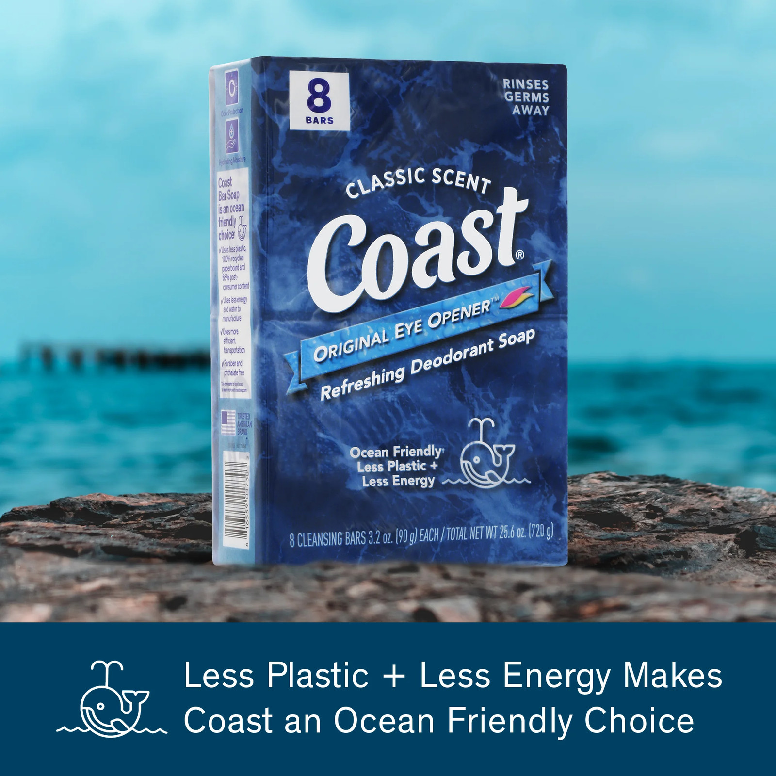 Coast Refreshing Deodorant Bar Soap, for All Skin Types, Classic Scent, 3.2 oz