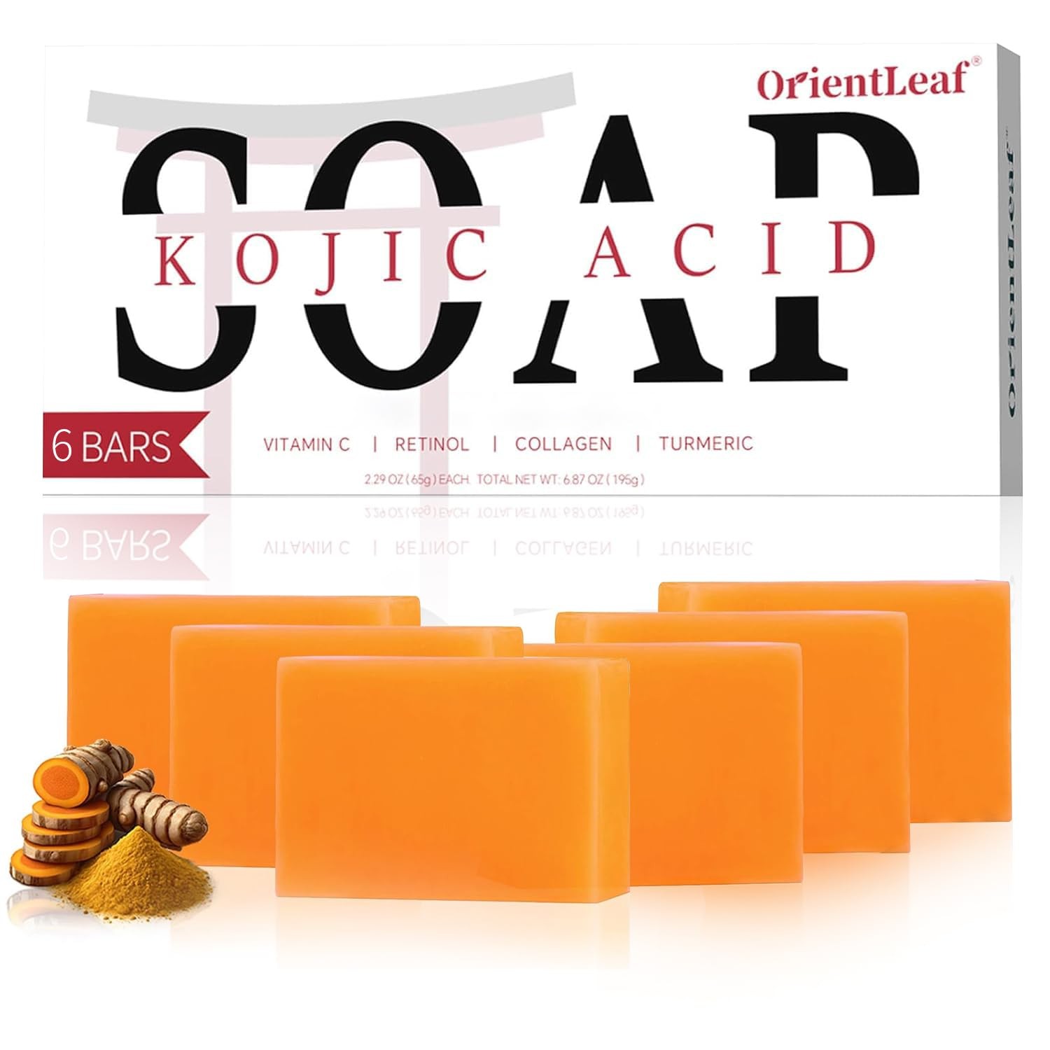 Kojic Acid Soap, Turmeric Soap Bar for Dark Spots, Fresh Citrus Scent, Gentle