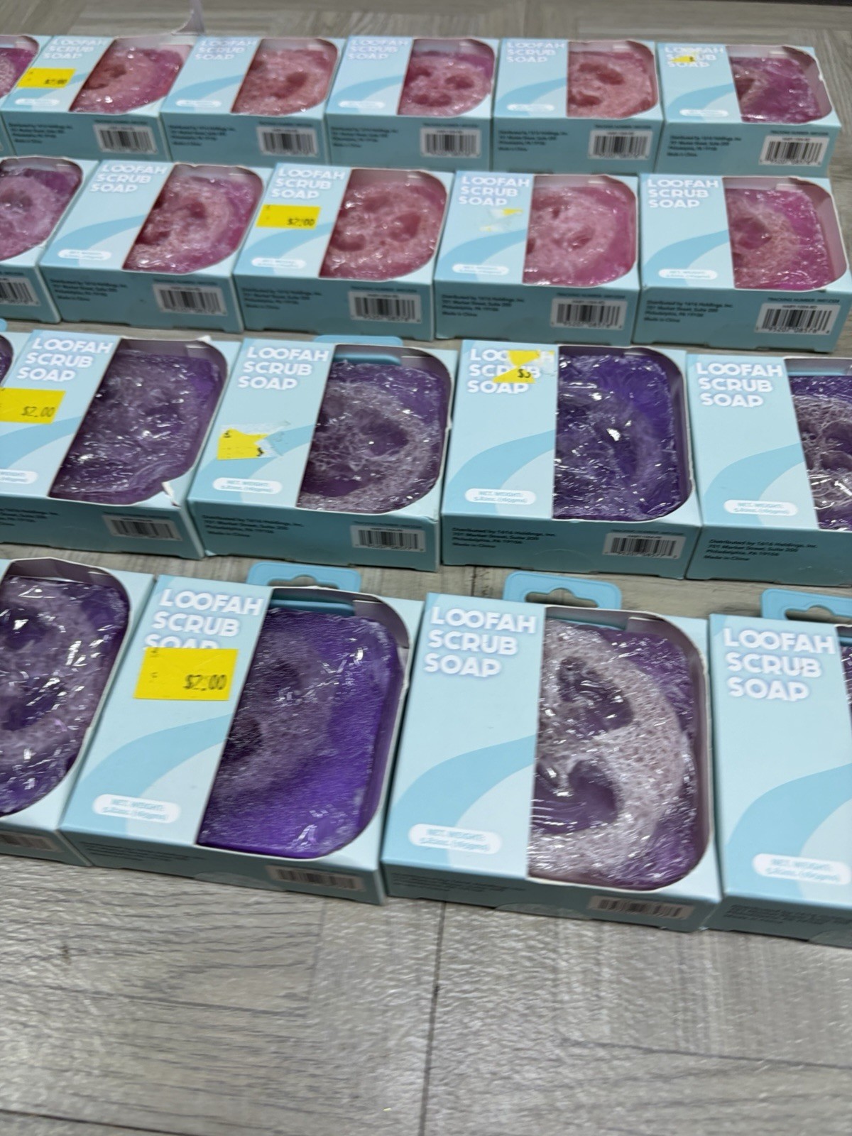 Lot of 28 five below loofah soap scrub 5.82 oz each pink purple new