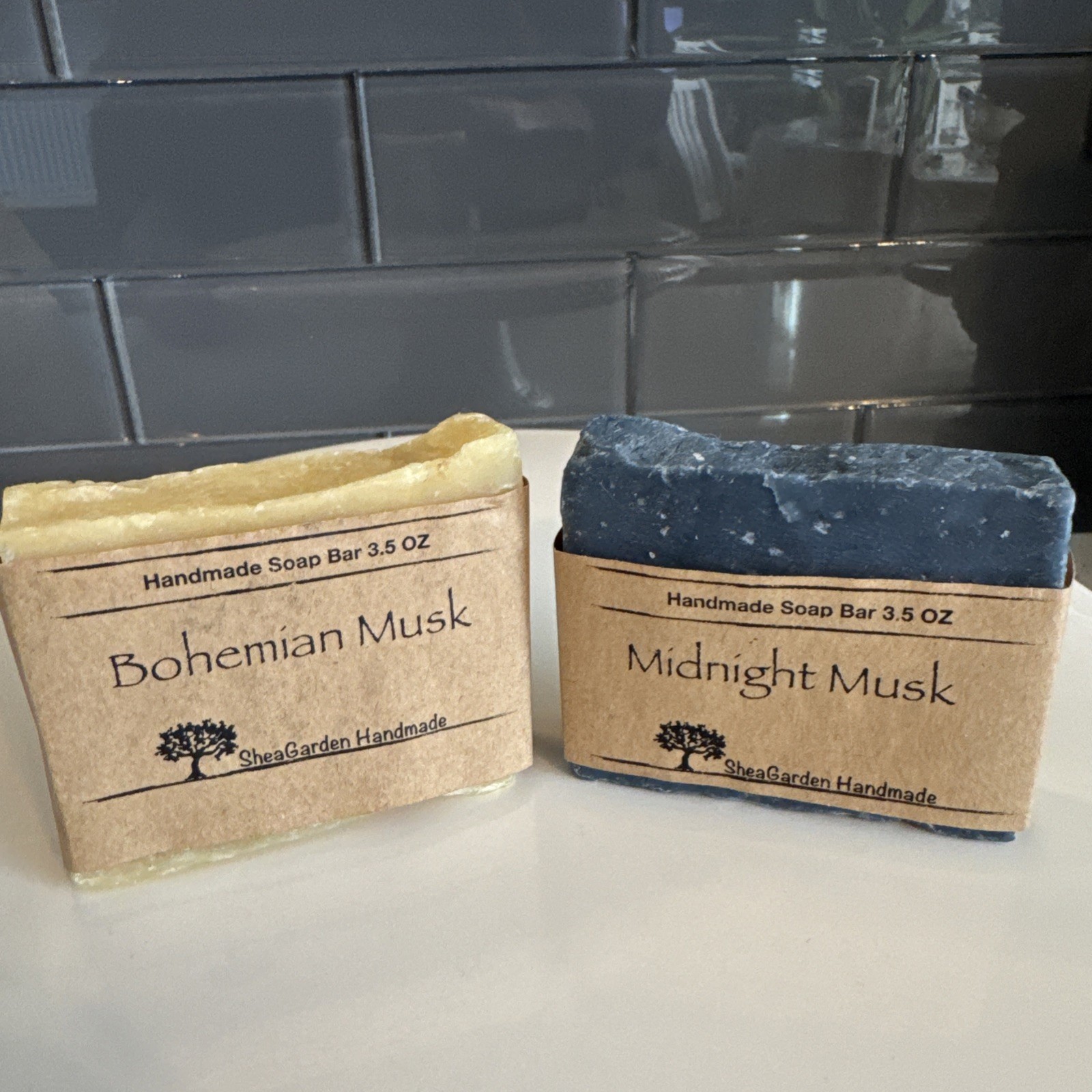 🧼 Handmade SheaGarden Soap Set – Bohemian Musk & Midnight Musk – 3.5 oz Each