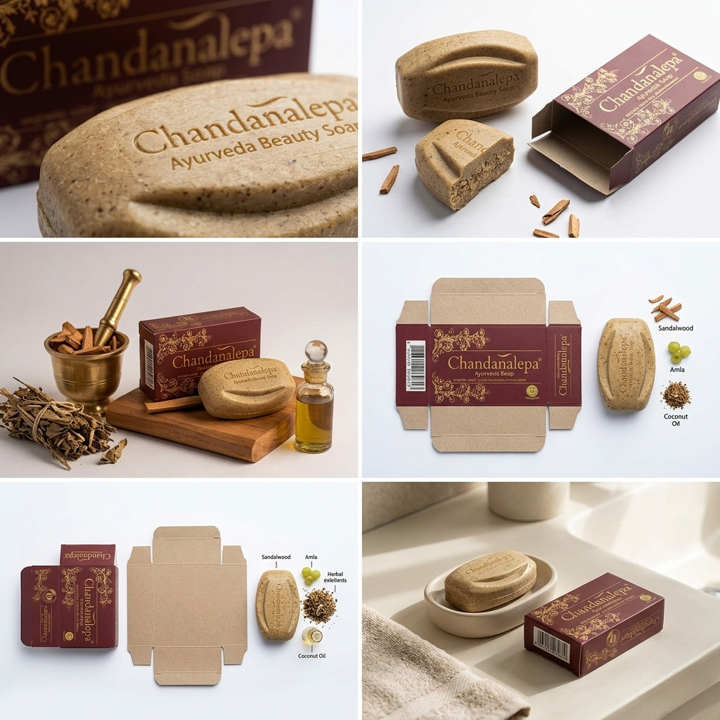 Chandanalepa Ayurvedic Herbal Soap 100g 5pcs – Natural Skin Cleansing