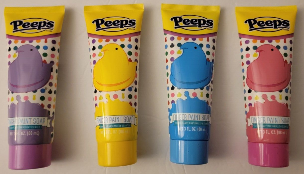 PEEPS Kids Bathtub Finger Paint Soap 3 oz 4 Pack Yellow Pink Blue Purple NEW