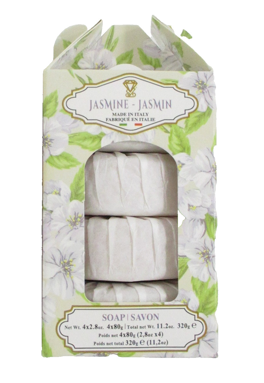 Jasmine Bar Soap Round Disc 4 Pack Italian Luxury triple milled Zeni Diamante