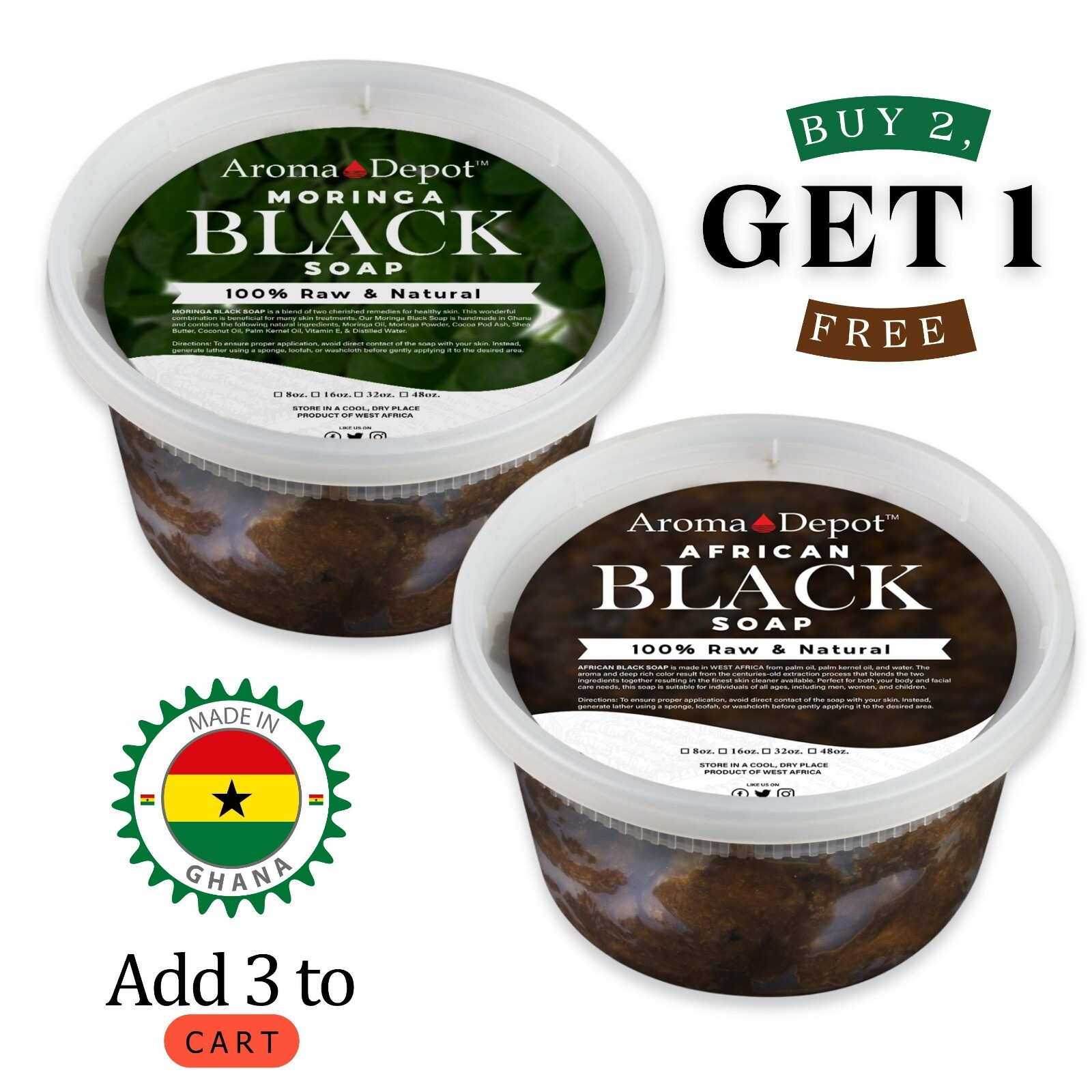 Black Soap 12 oz. PASTE Raw Black Soap Body & Face Wash For Acne Dark Spot