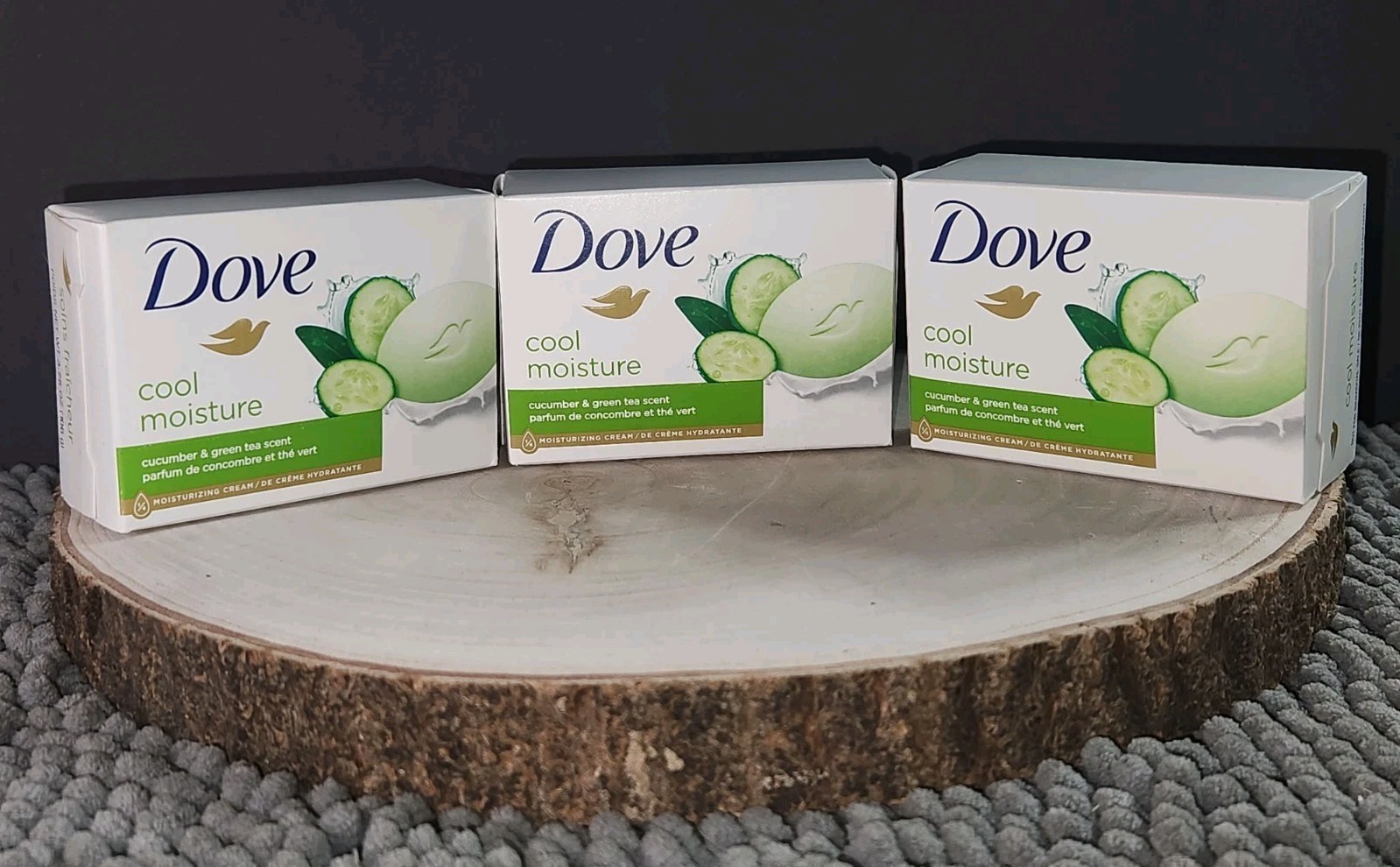 3 Bars of Dove Cucumber and Green Tea Beauty Bar Soap 3.75 Oz Each