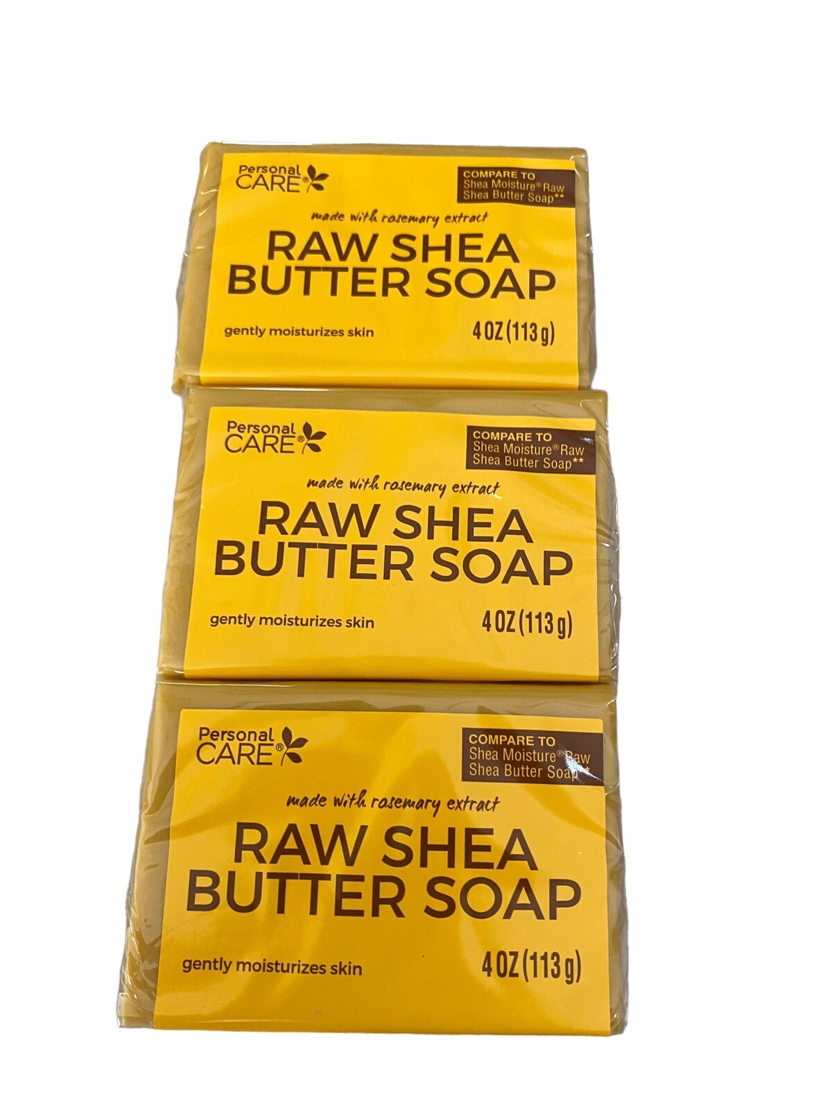 (3 Pack) Personal Care Raw Shea Butter Soap w/ Rosemary NEW 4 oz Moisturizes