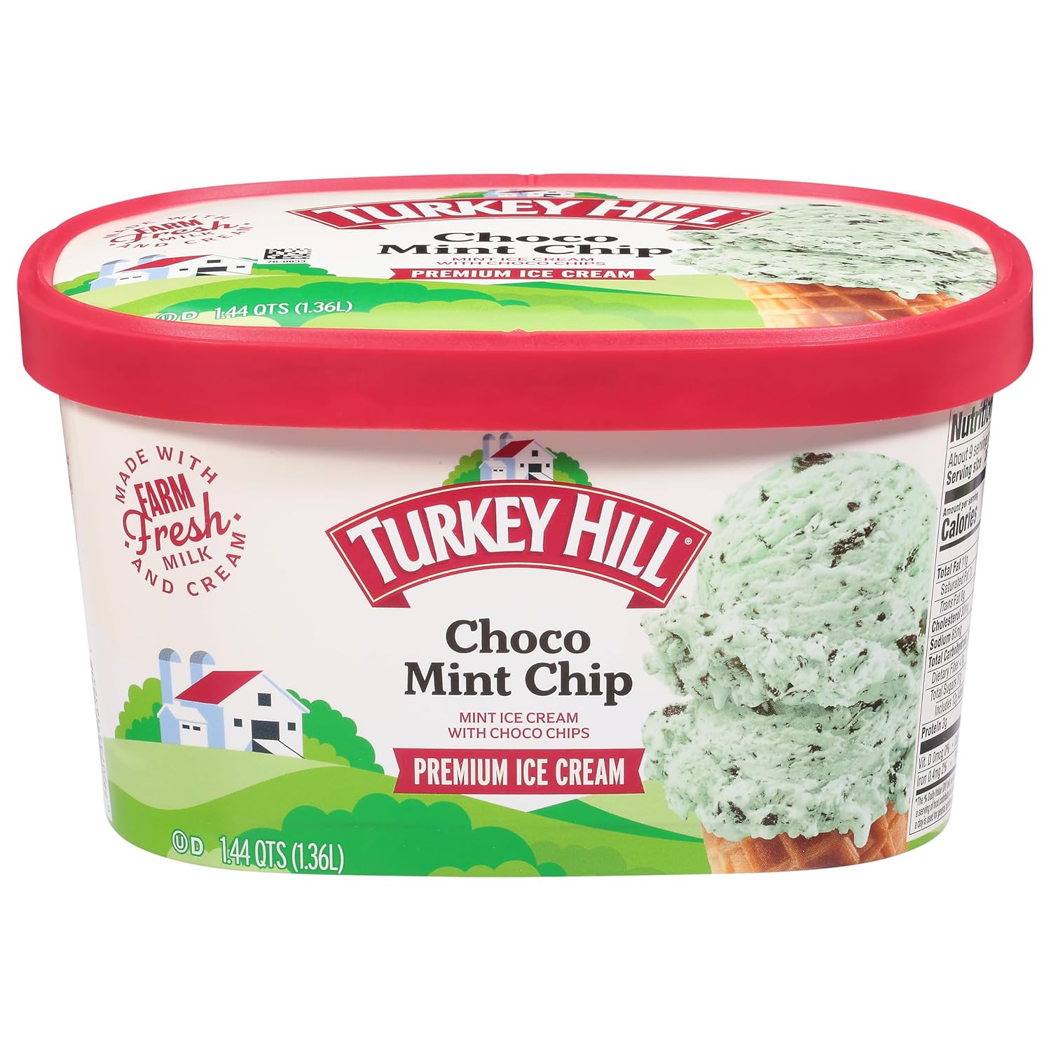 , Choco Mint Chip Ice Cream, 46 Fl Oz