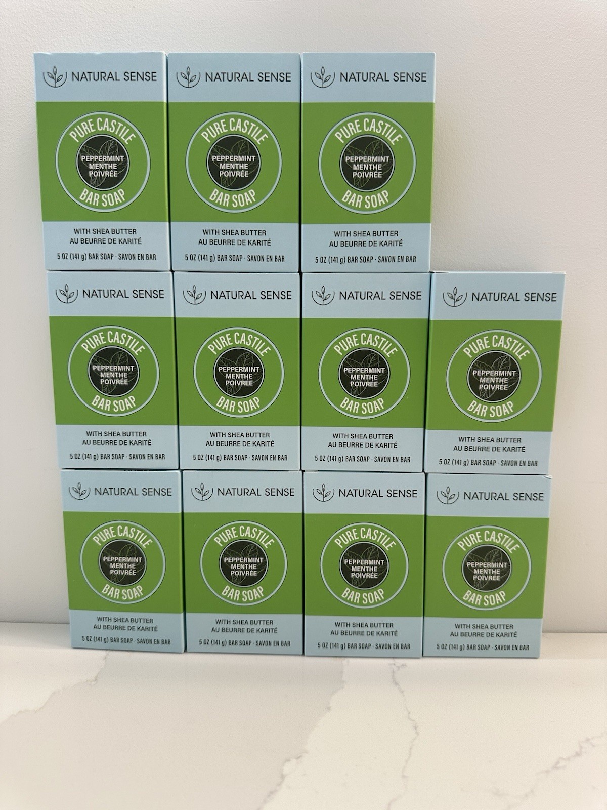 Lot of 11 Natural Sense Pure Castile Bar Soap Peppermint 5 oz Shea Butter New
