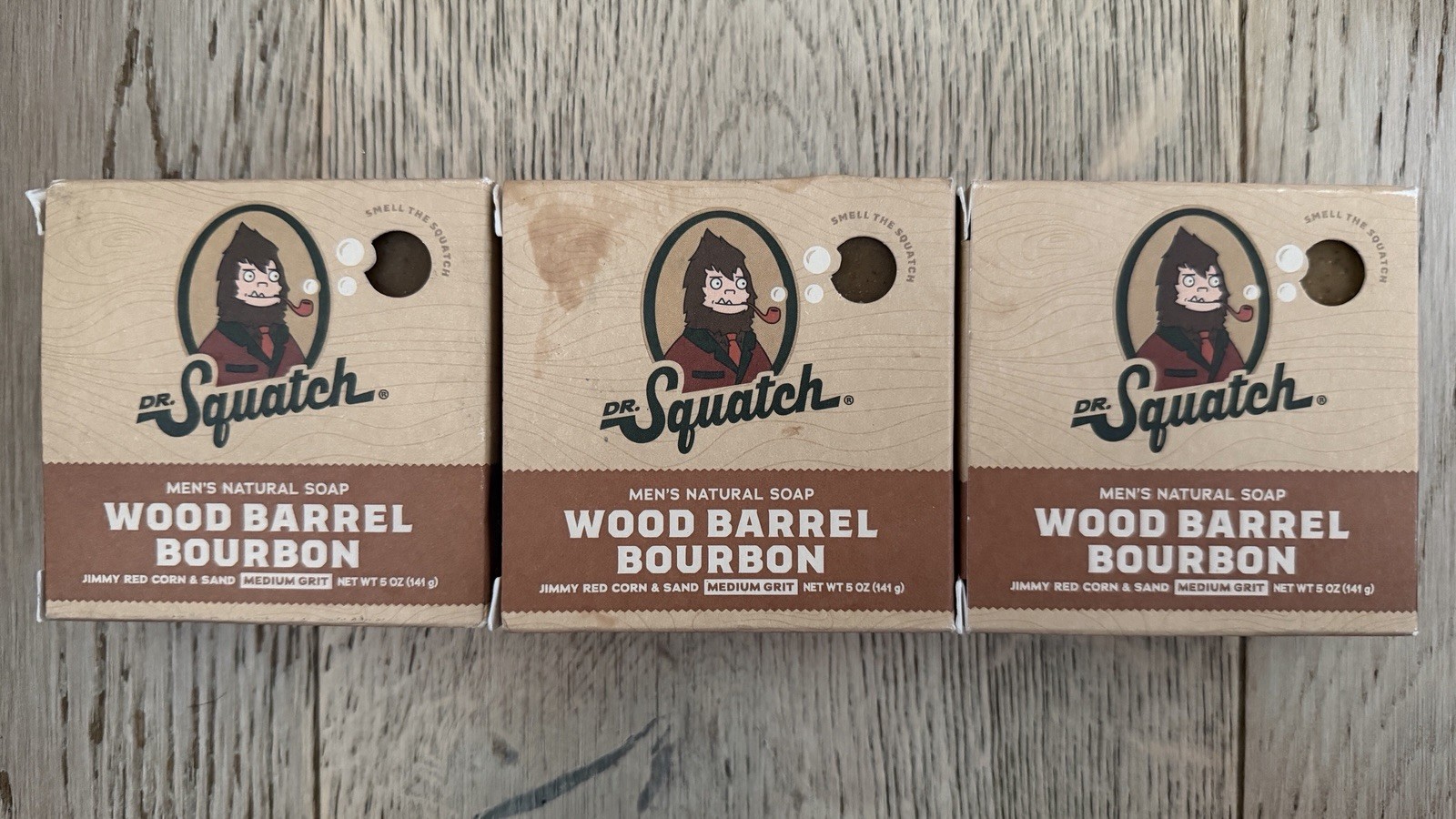 Dr. Squatch All Natural Bar Soap for Men, Wood Barrel Bourbon 5 Ounce Pack of 3