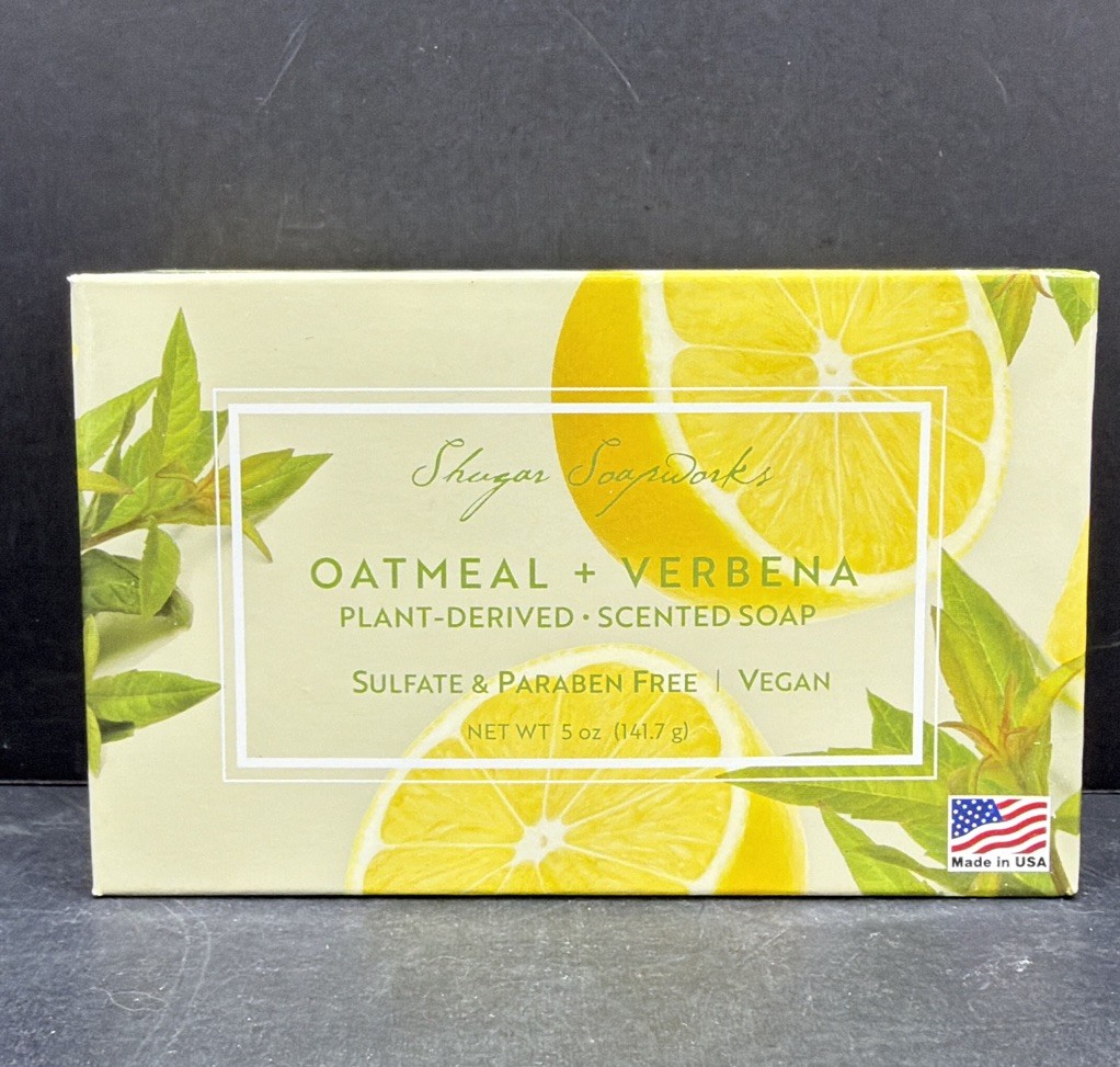 Shugar Soapworks Oatmeal Verbena Soap 5 Oz Vegan Lot of 5 New Sealed