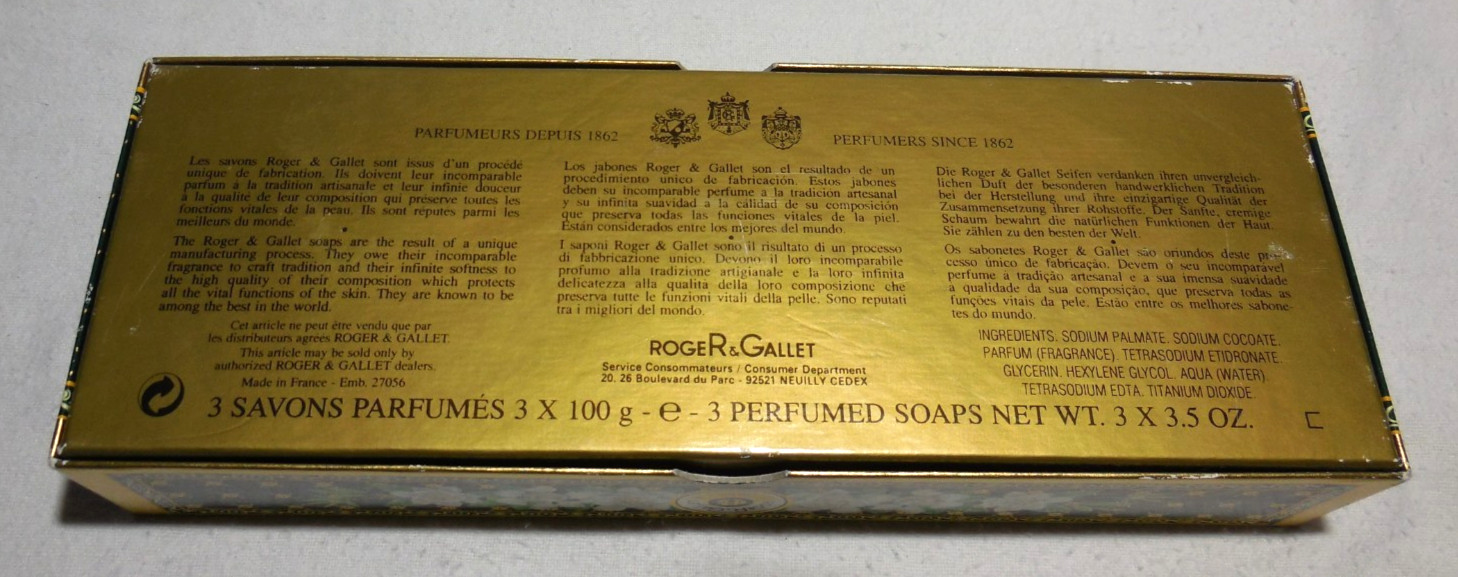 Roger & Gallet Paris Gardenia Perfumed Soaps 3 x 3.5 oz Made In France NEW