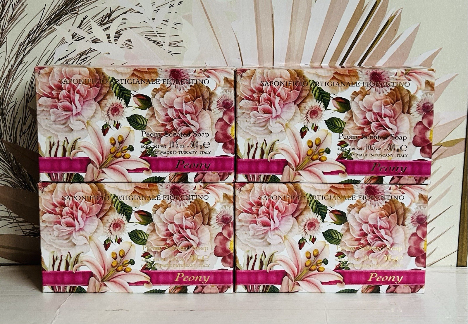 4-Pack Saponificio ~ Peony Scented Bar Soap 10.5 oz Each Made in Italy