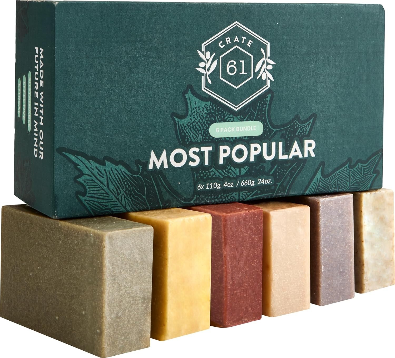 Crate 61 Cold Process Soap – 6 Multicolor Bars for Moisturizing Skin