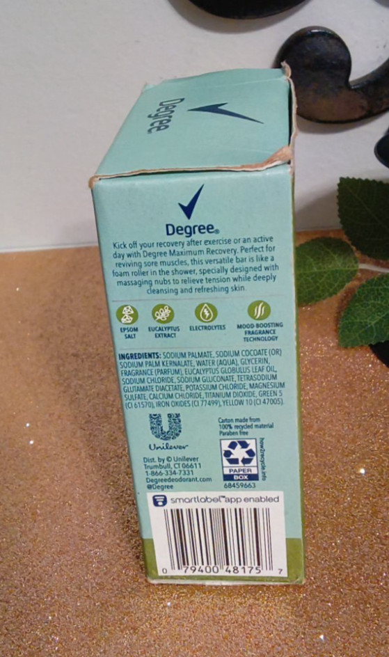 Degree Maximum Recovery Massage Bar 2 pk Eucalyptus + Charcoal /1 pk Eucalyptus