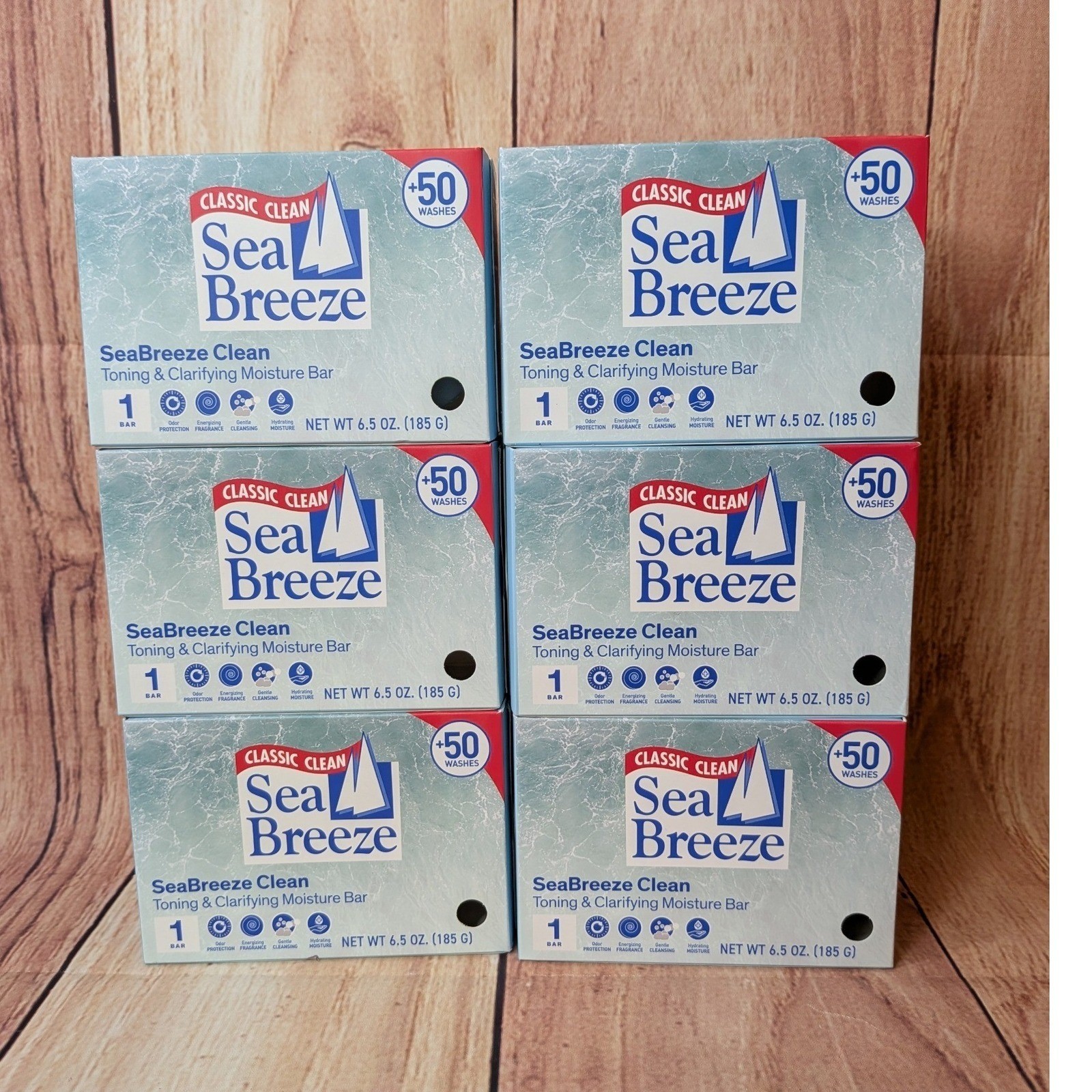 Sea Breeze Classic Clean Toning & Clarifying Moisture Bar Soap 6.5 oz 6 Pack
