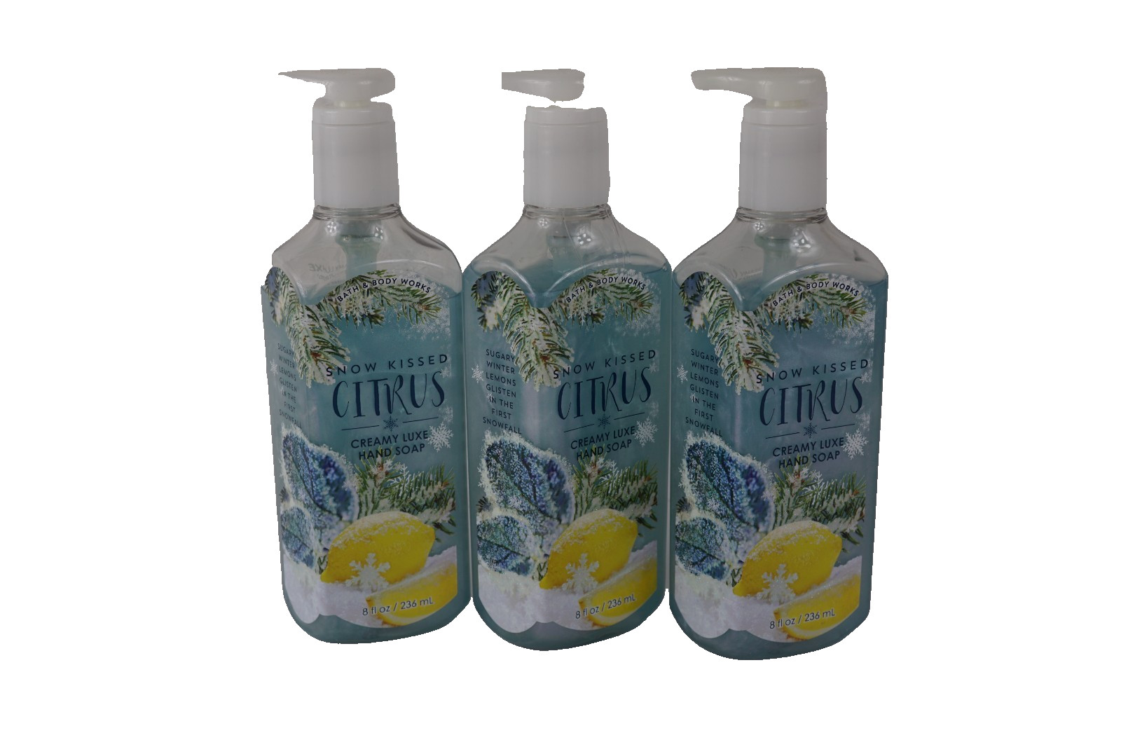 X 3 BATH & BODY WORKS SNOW KISSED CITRUS CREAMY LUXE GEL HAND SOAP