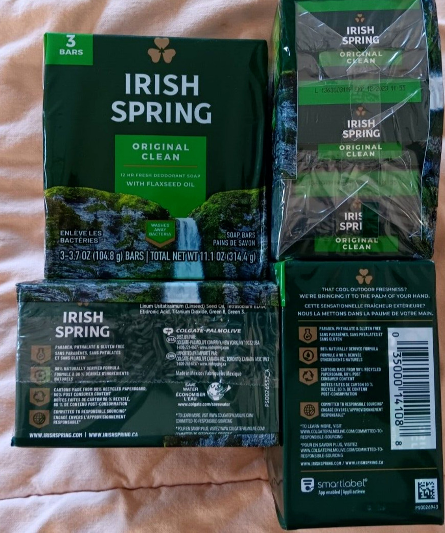 Irish Spring Deodorant Bar Soap Original Lot of 8 Pks 3.75 oz 24 Bars Total