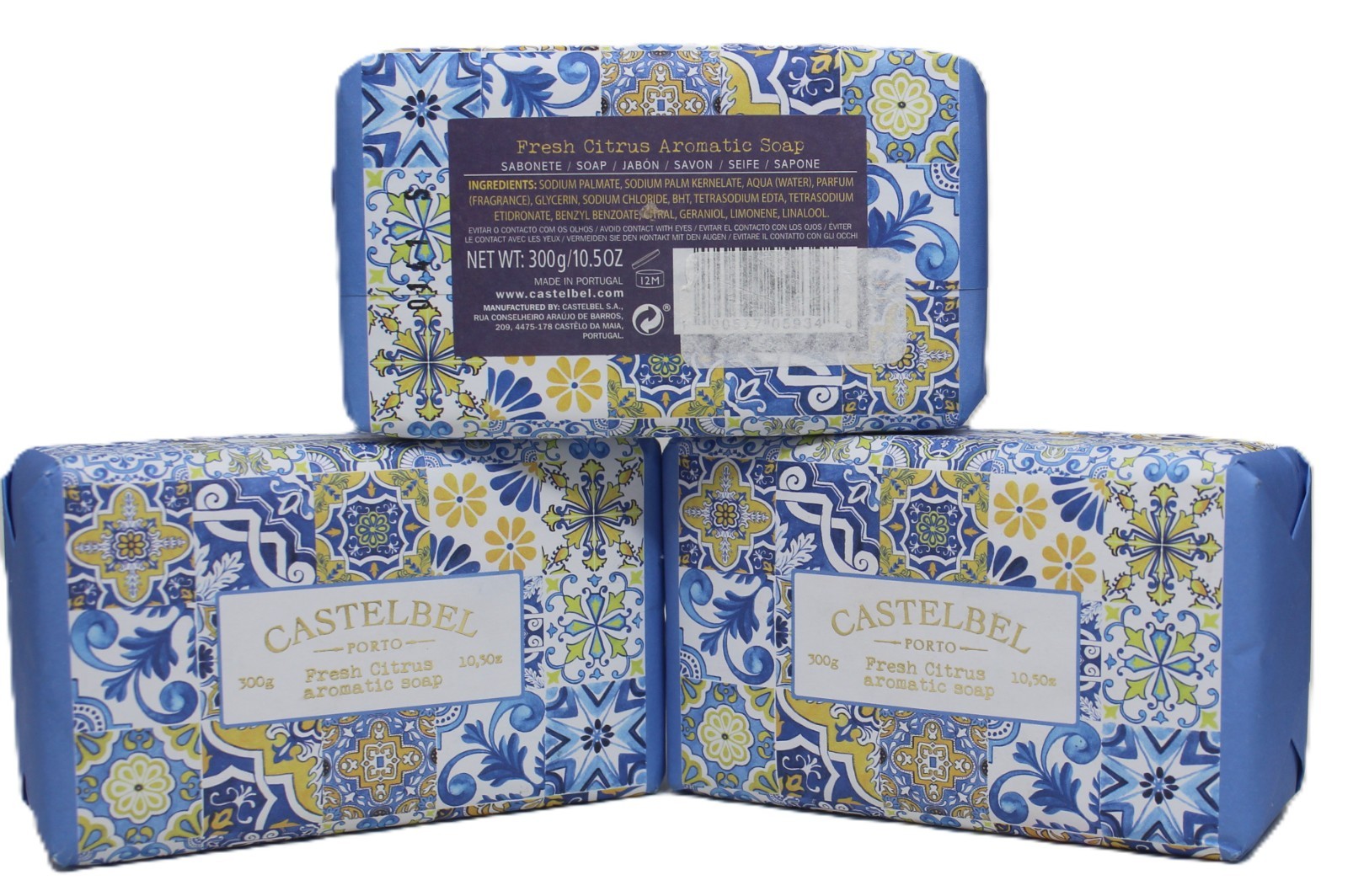 x3 Castelbel Fresh Citrus Aromatic Soap Bar Imported Portugal 10.5 oz New Sealed