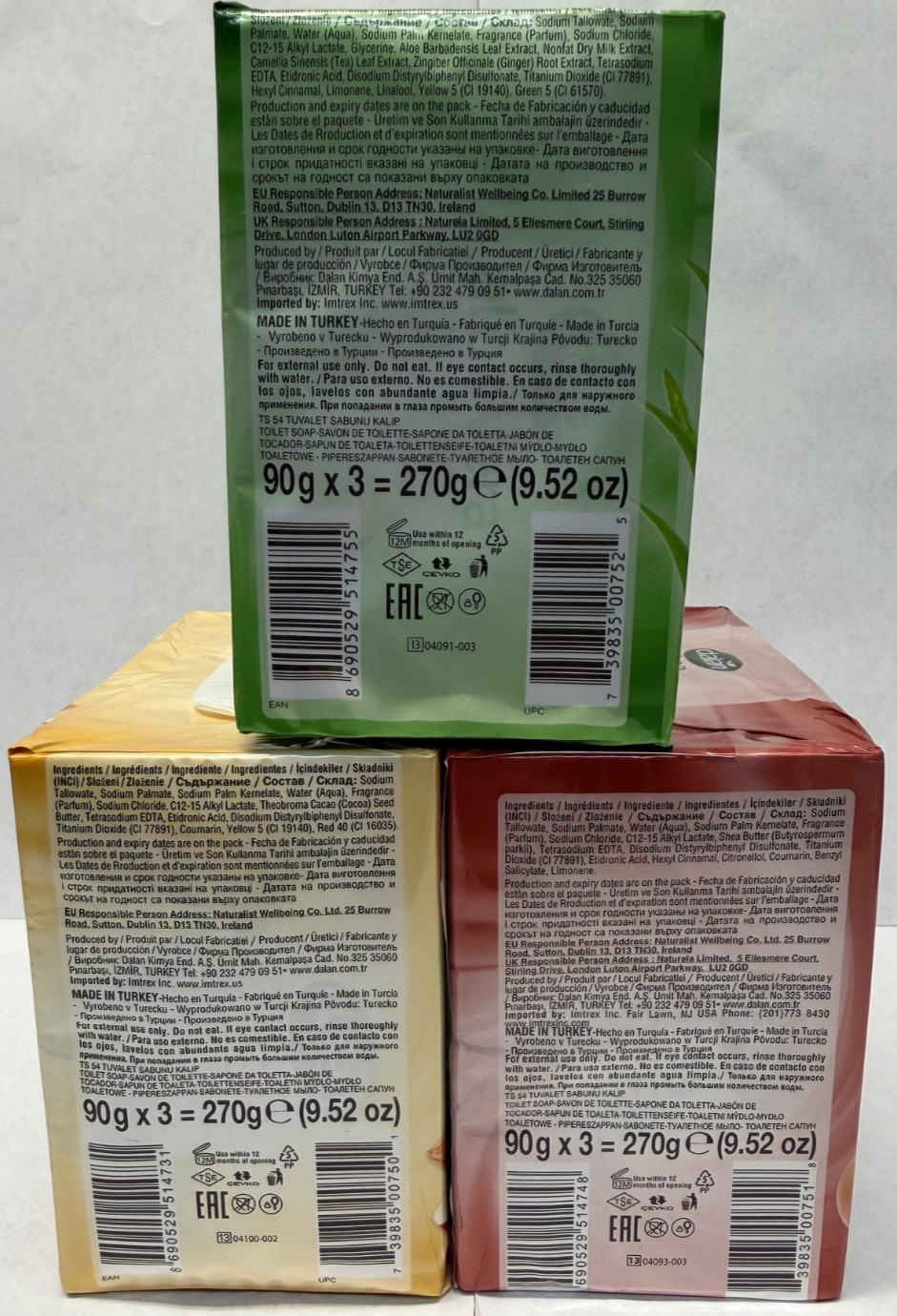 9 BARS SOAP SHEA , COCOA BUTTER AND ALOE VERA DALAN 3.17 OZ EACH FREE SHIPPING