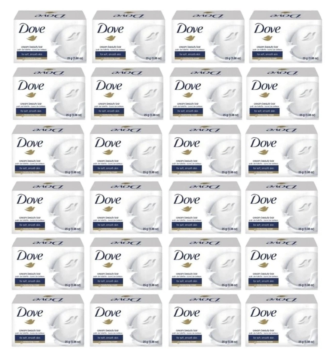 (24Pack) 25 Grams Dove Cream Beauty Bar Travel Size Soap .88 Oz