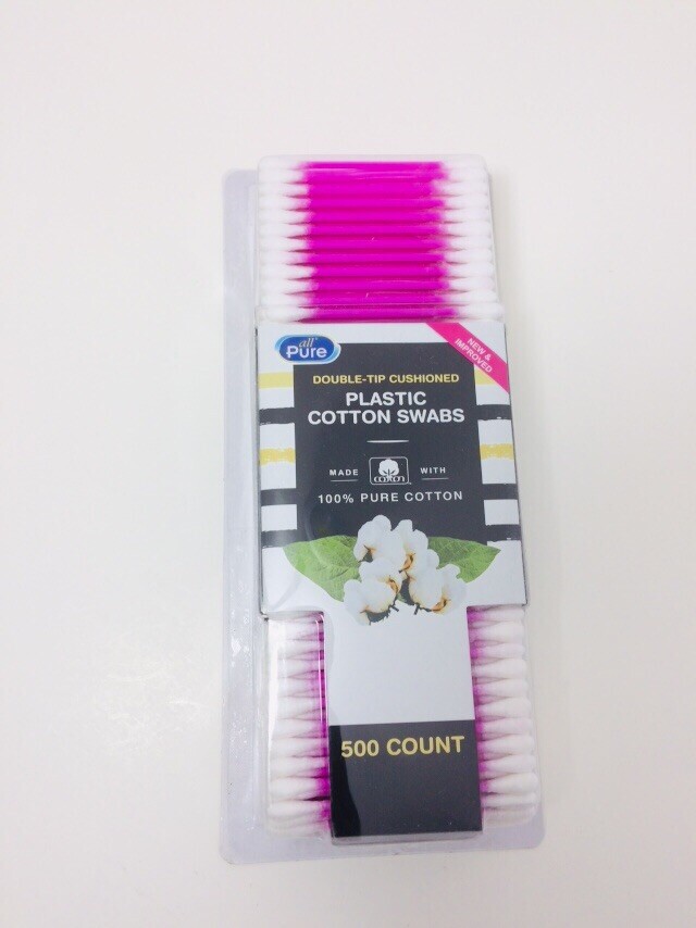 Cotton Swabs Double-Tip Cushioned 100% Pure Cotton-Blue, White, Pink 500ct-