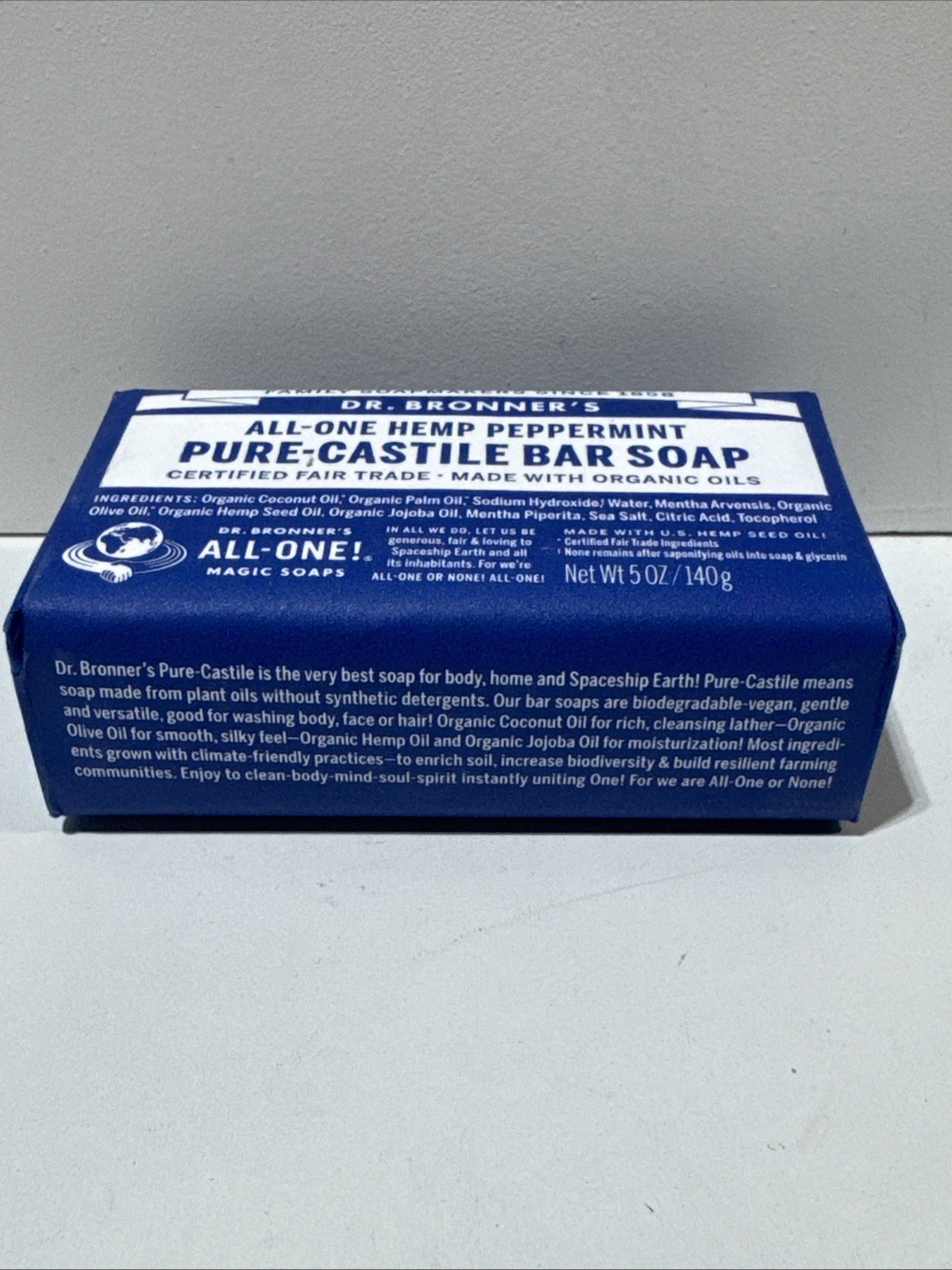 Dr. Bronner’s Organic All-One Pure-Castile Bar Soap, Peppermint – 5oz