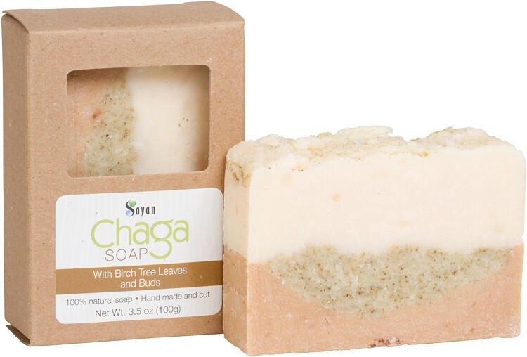 Chaga Mushroom Soap Bar With Birch Tree Leaves Natural Hand Made