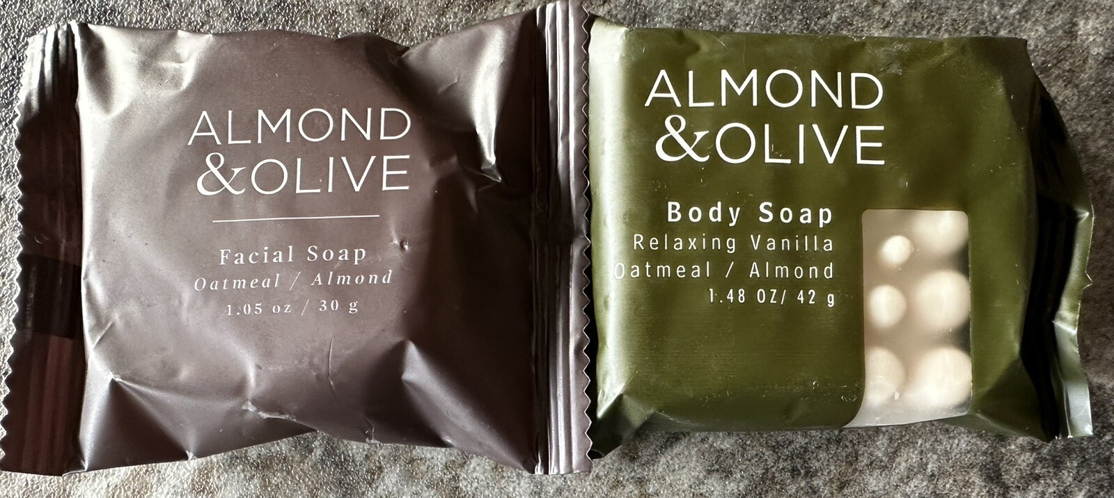 (20 TOTAL) Almond & Olive Facial Body Soap Oatmeal Almond 1.05 oz Travel Bars