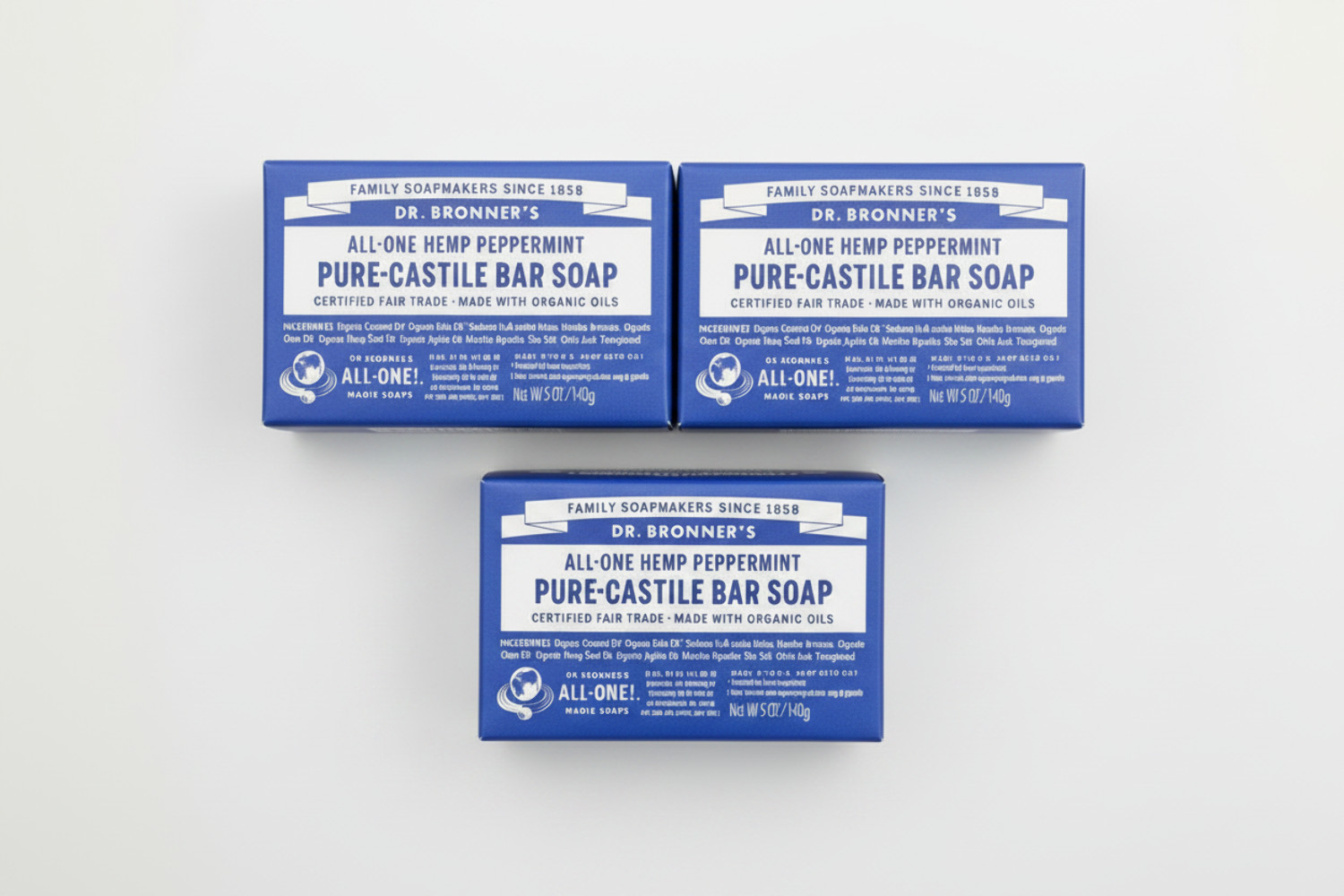 4x Dr. Bronner’s – Pure-Castile Magic Bar Soap (Peppermint, 5 ounce) – Made with
